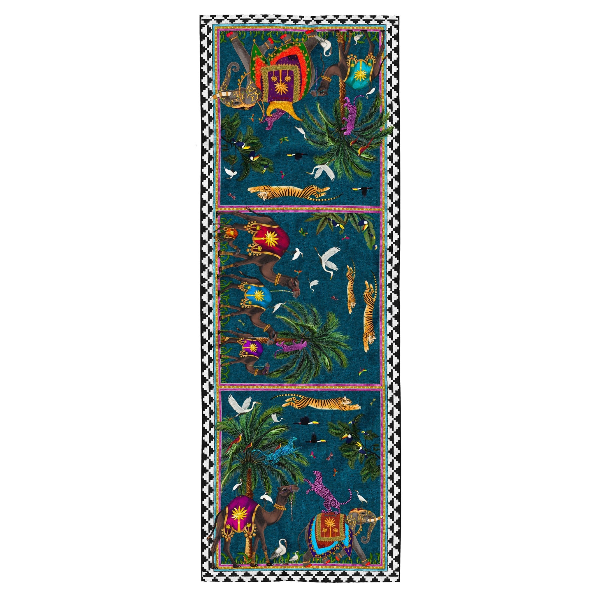 Seidenschal Flying Tiger Petrolio 200x70cm als Luxusaccessoire