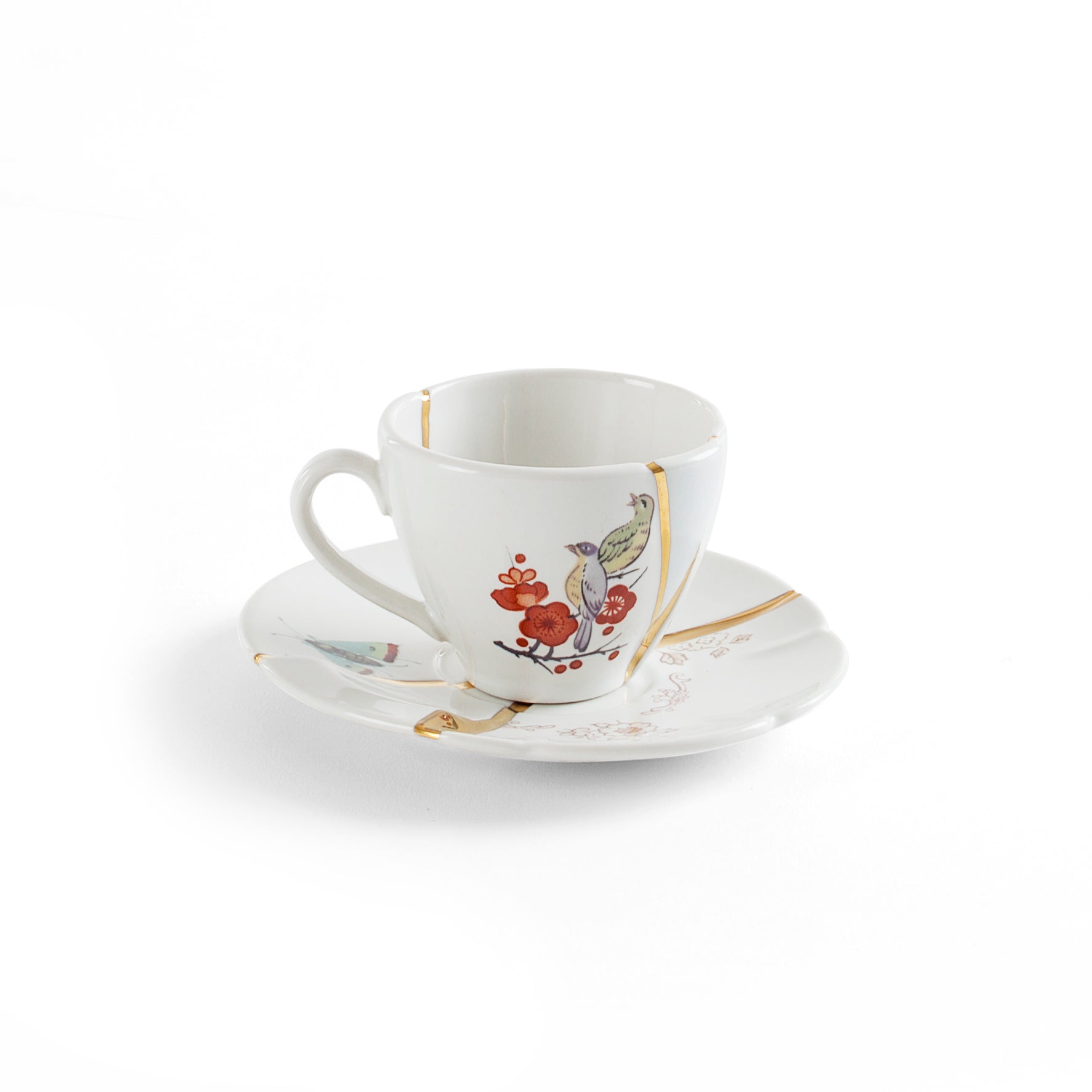 Kintsugi Espressotasse mit Unterteller aus Porzellan und Gold online kaufen