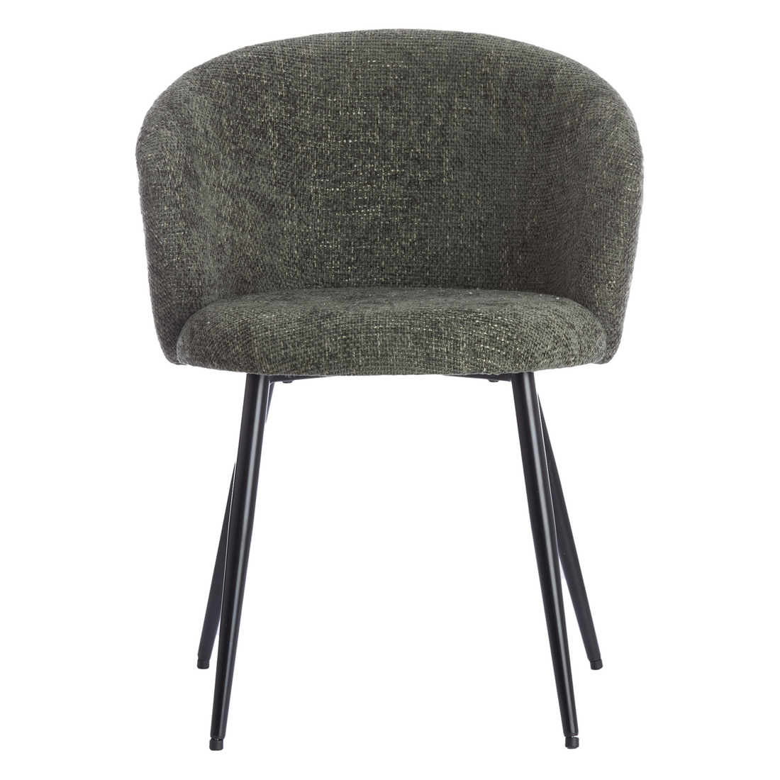 Stuhl mit Metallgestell und grünem Polster