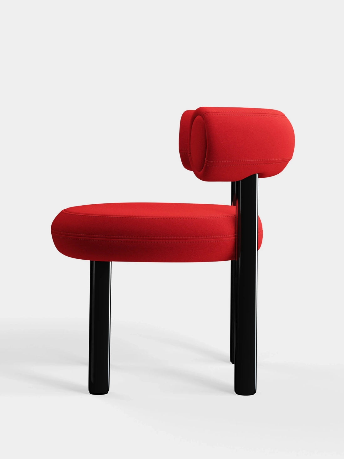 Roter Esszimmerstuhl von Tom Dixon Seitenansicht