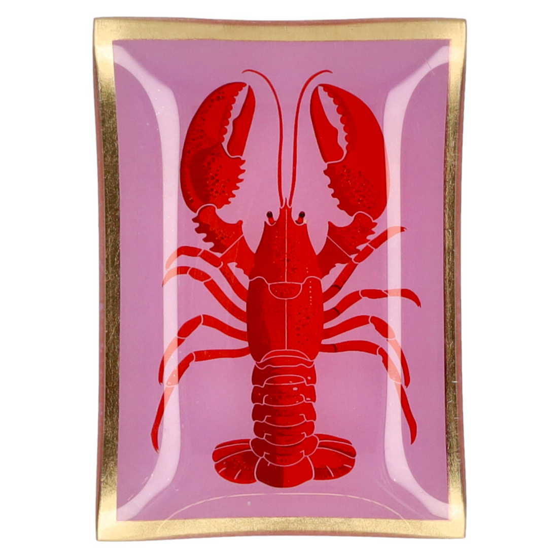Glasteller mit Hummer-Motiv von GiftCompany in Rosa/Rot