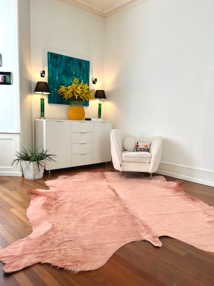 Kuhfell Teppich softrosa