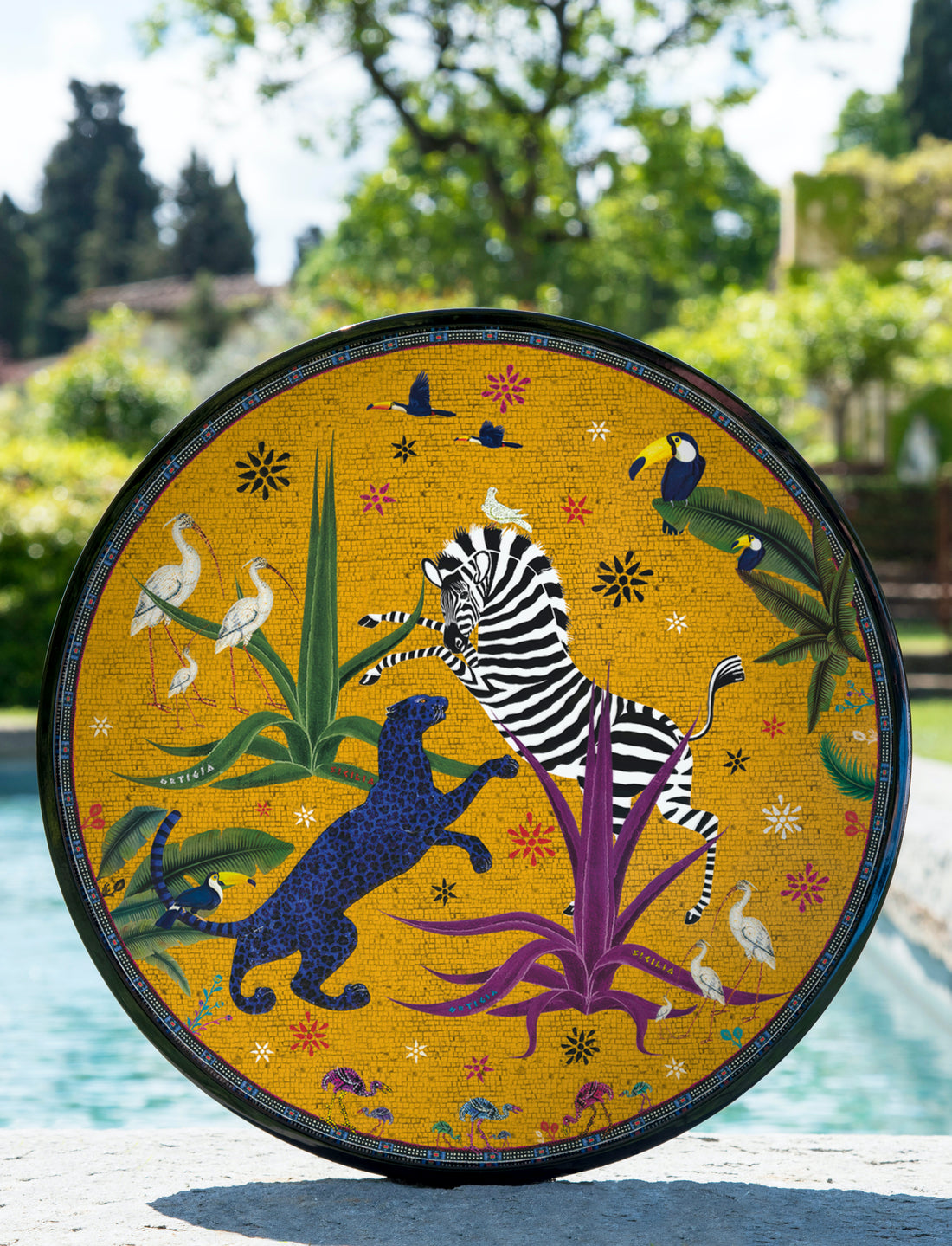 Rundes Lacktablett „Jungle Sahara“ Ø40 cm – von Ortigia Sicilia