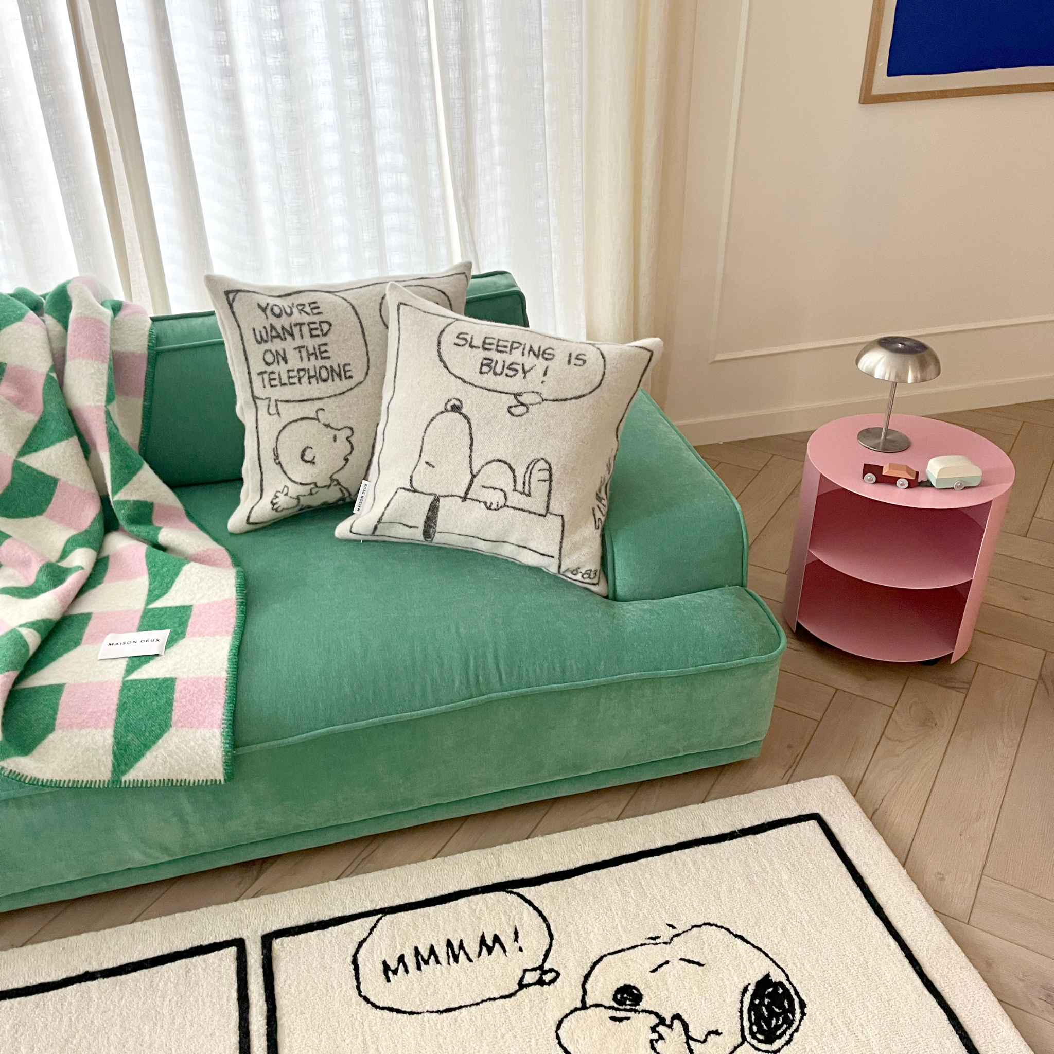 Nachhaltige Kissen mit Comic-Design von Maison Deux.