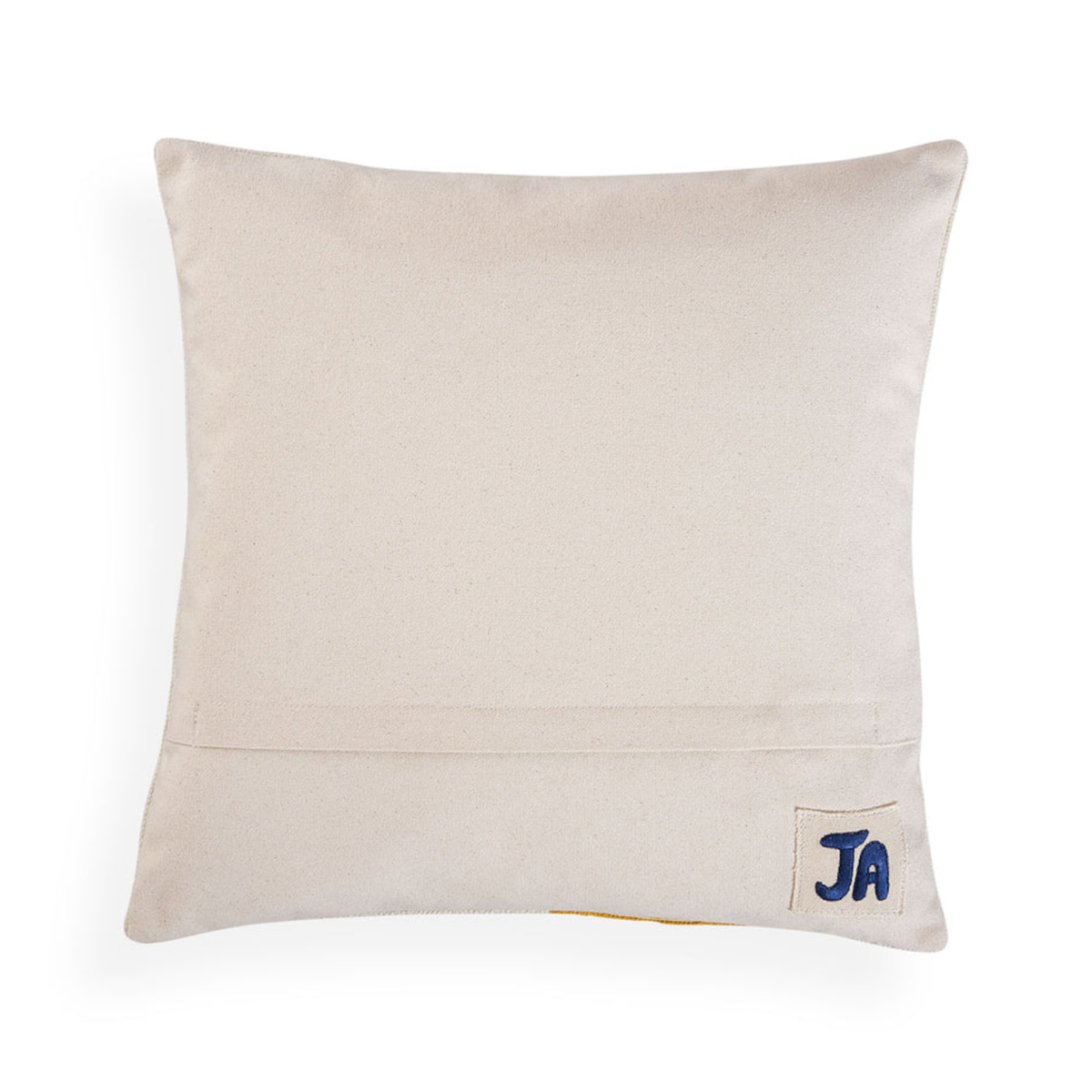 Dekoratives Kissen von Jonathan Adler mit markantem gelben Design.