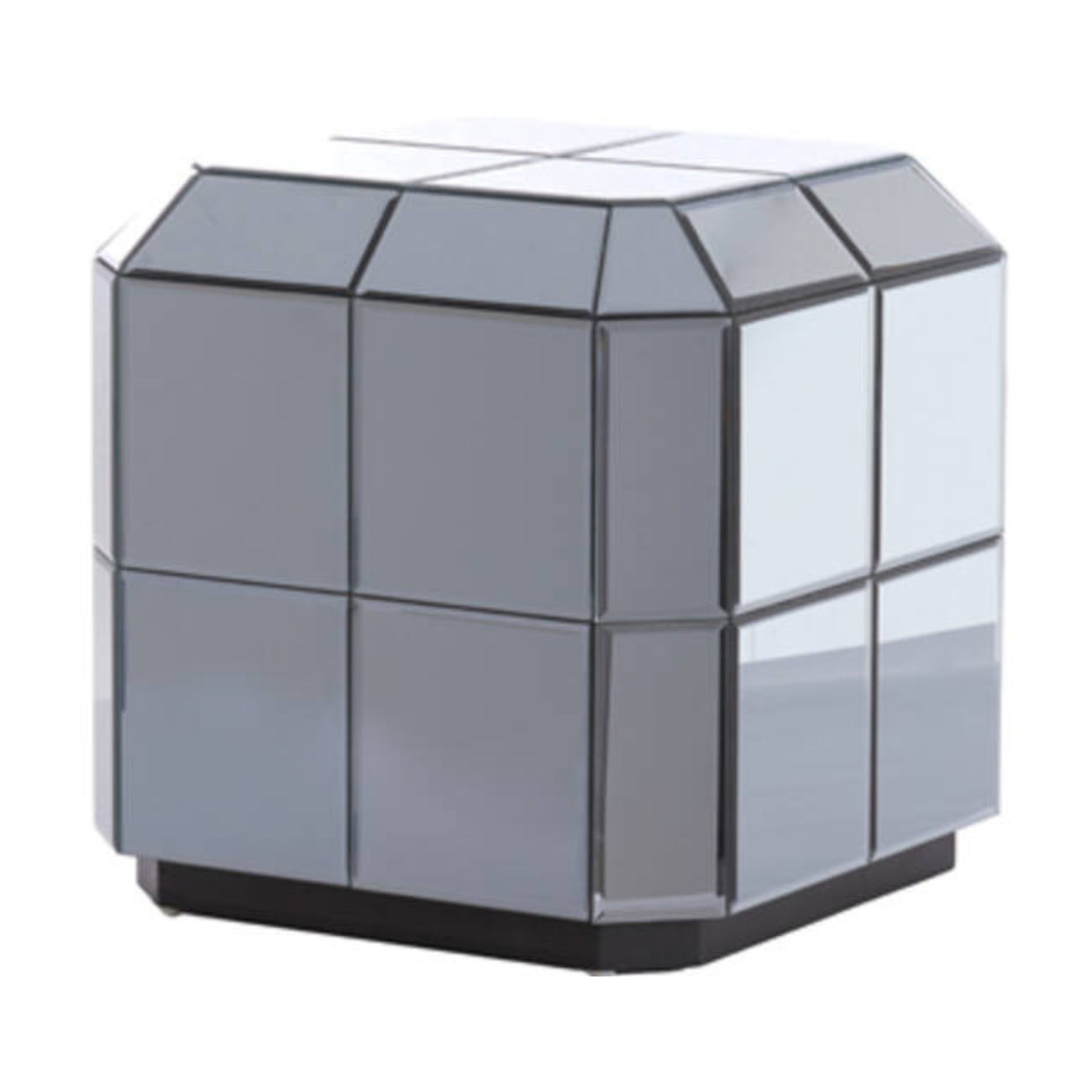 Dekorative quadratische Glassaeule in rauchgrauer Optik im Format 40x40x40 cm mit moderner, kompakter Form.