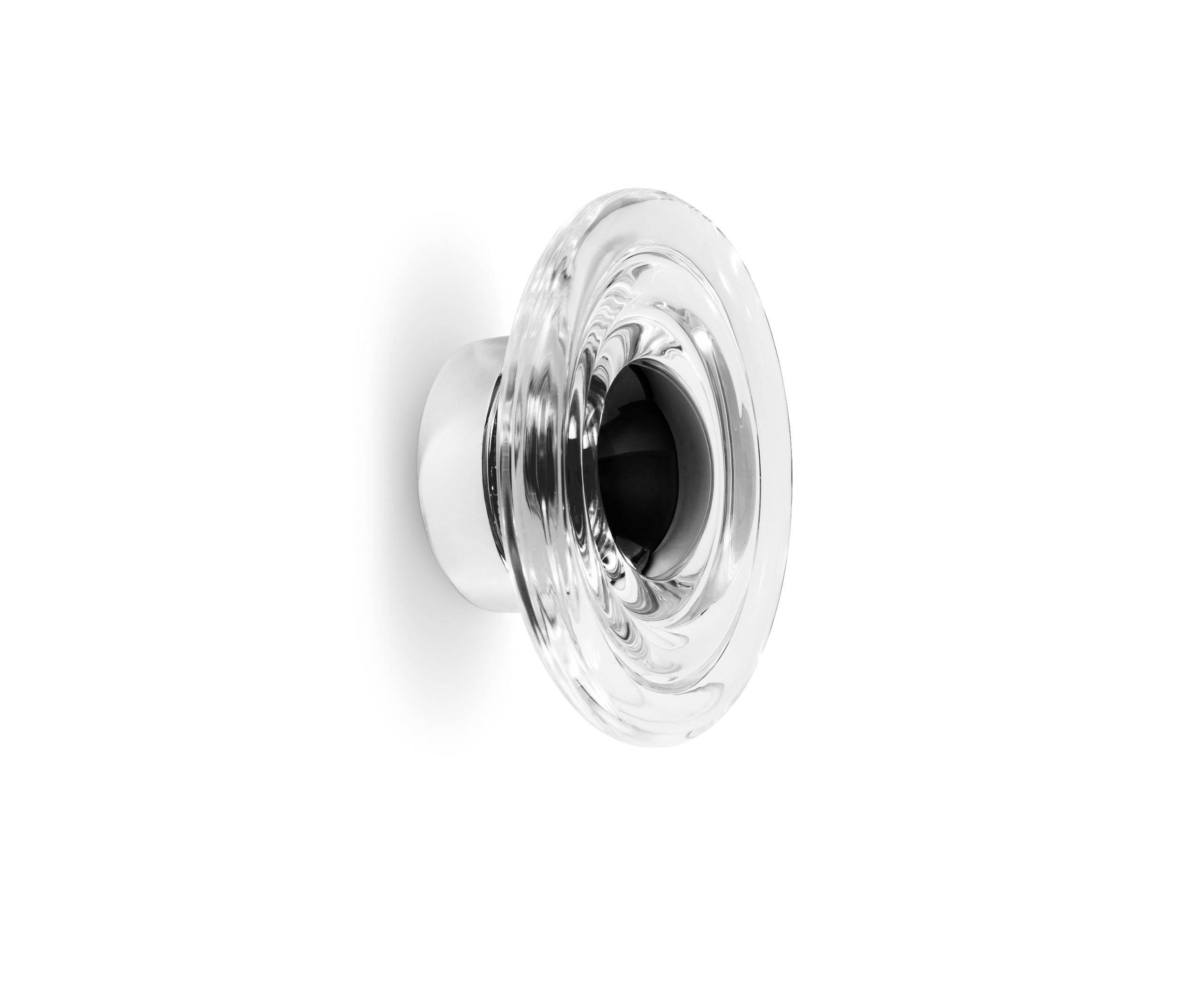 Press Mini Surface Light – Clear Pressed Glass von Tom Dixon mit schwarzer Cap