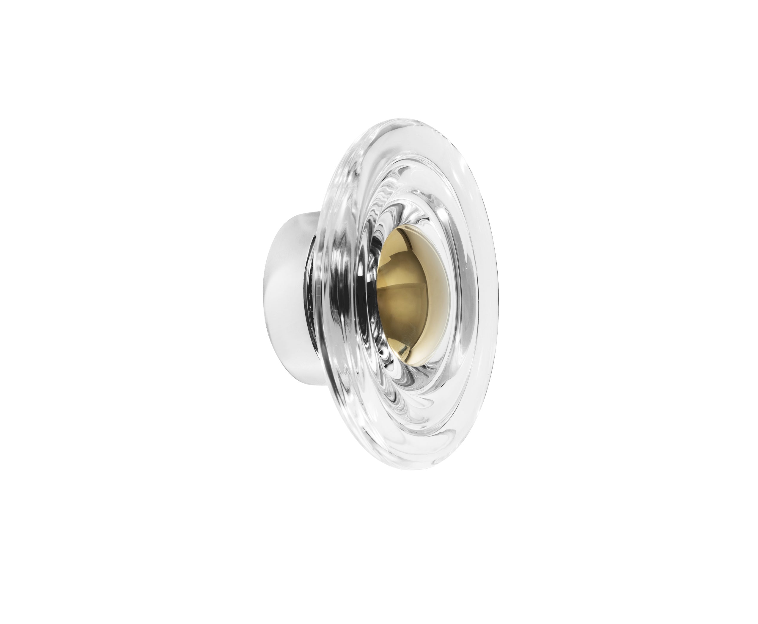 Press Mini Surface Light – Clear Pressed Glass mit goldener Cap