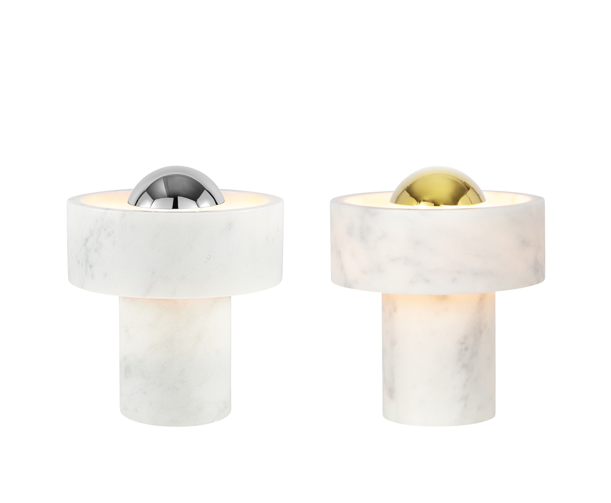 Stone Portable Table Lamp with Silver or Gold Dome - Tom Dixon
