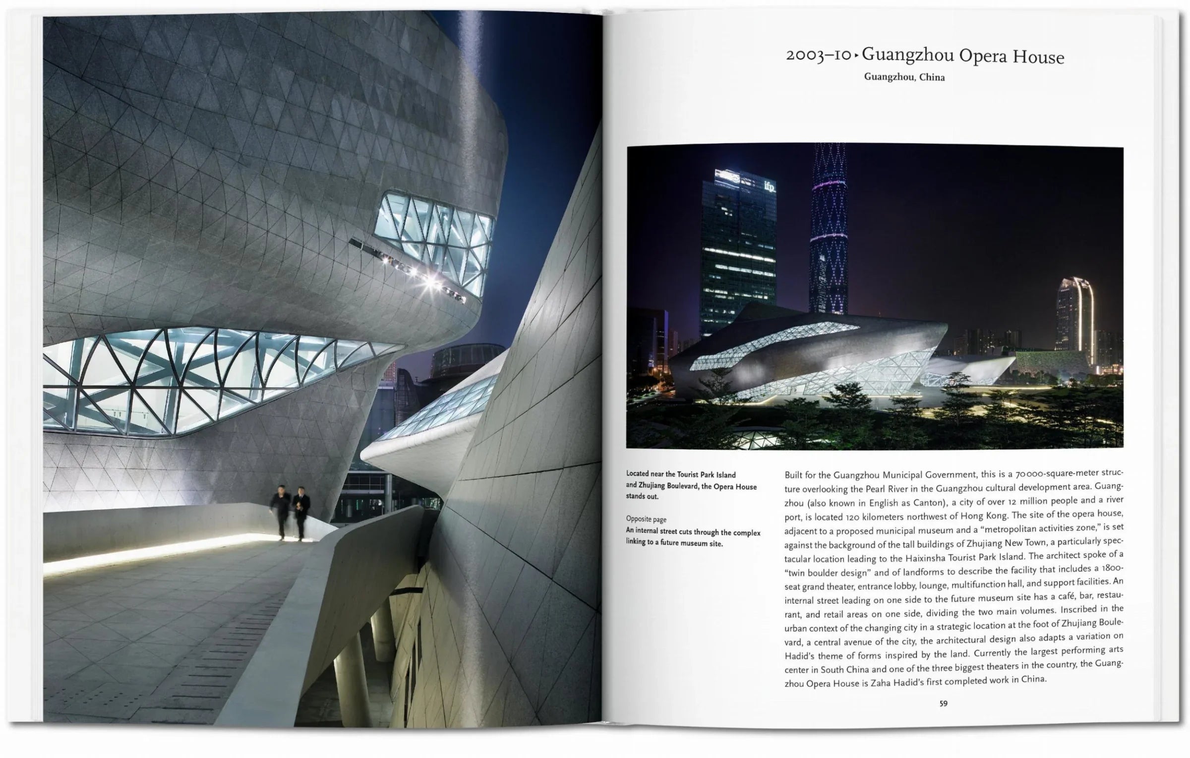 Guangzhou Opernhaus entworfen von Zaha Hadid mit fließender futuristischer Architektur