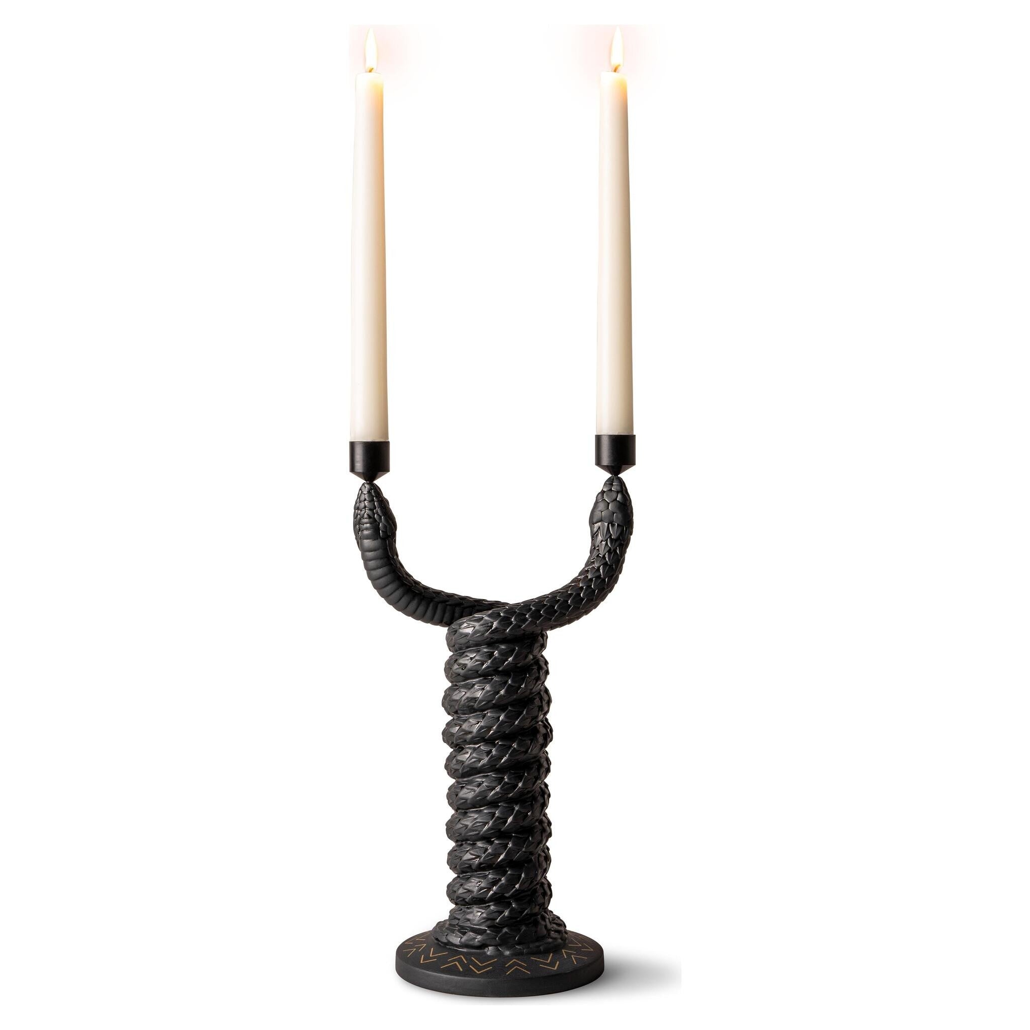 Schlangen-Kerzenständer aus Porzellan, kunstvoll verschlungene Schlangen