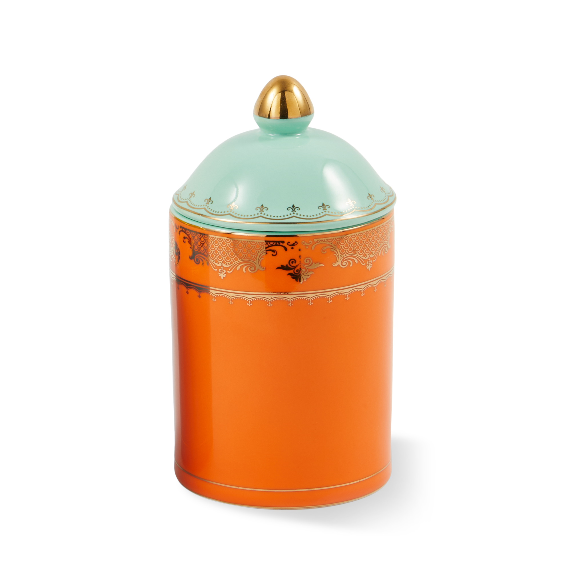 Grandpa Jar M Porzellandose orange mit goldener Deckel