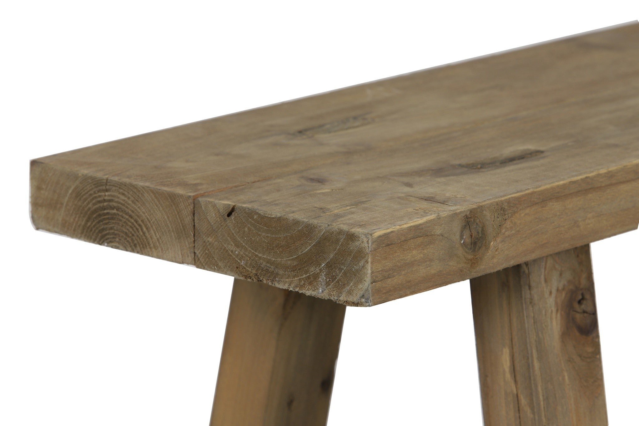 Detailansicht der hellbraunen Holzmaserung der SAFANE Bank