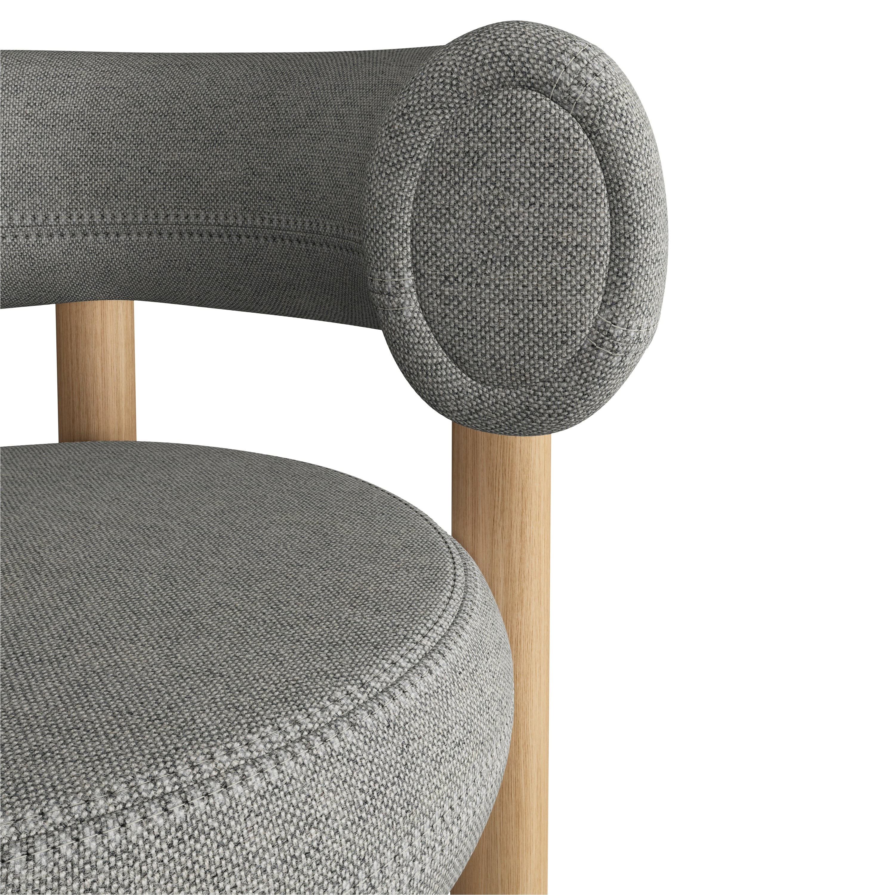 Taburete de bar Fat 75 cm – Madera natural y Kvadrat Hallingdal gris claro