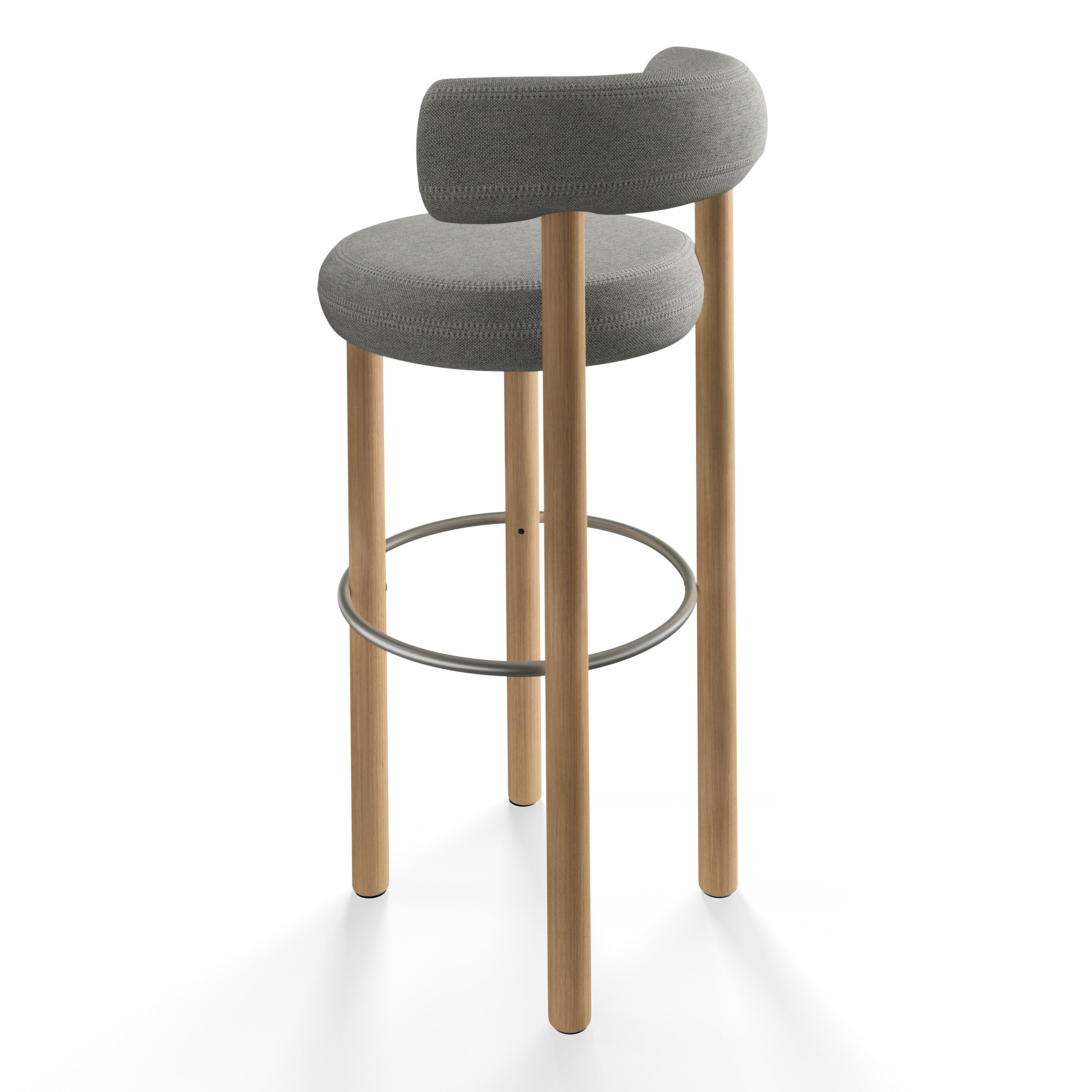 Taburete de bar Fat 75 cm – Madera natural y Kvadrat Hallingdal gris claro