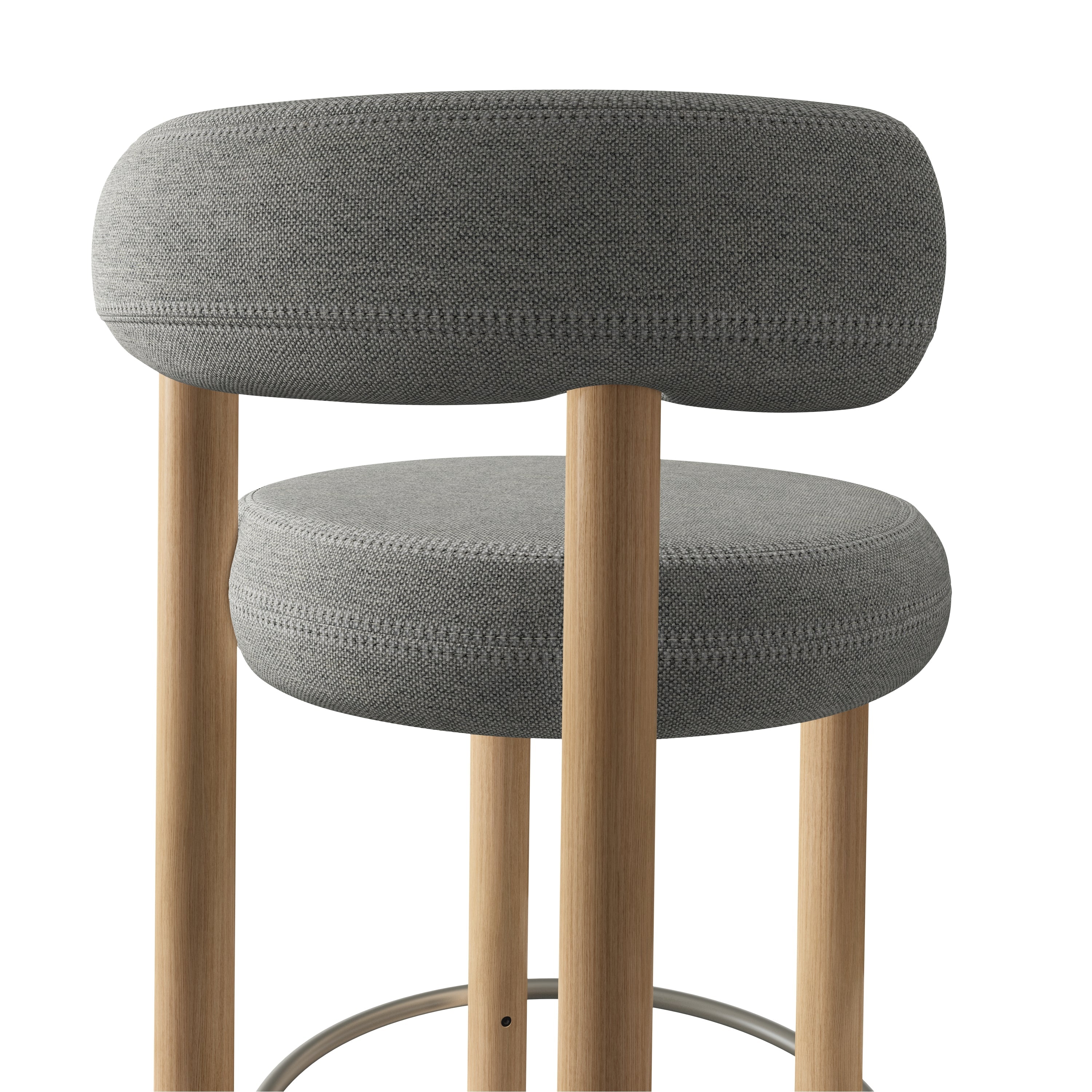 Taburete de bar Fat 75 cm – Madera natural y Kvadrat Hallingdal gris claro