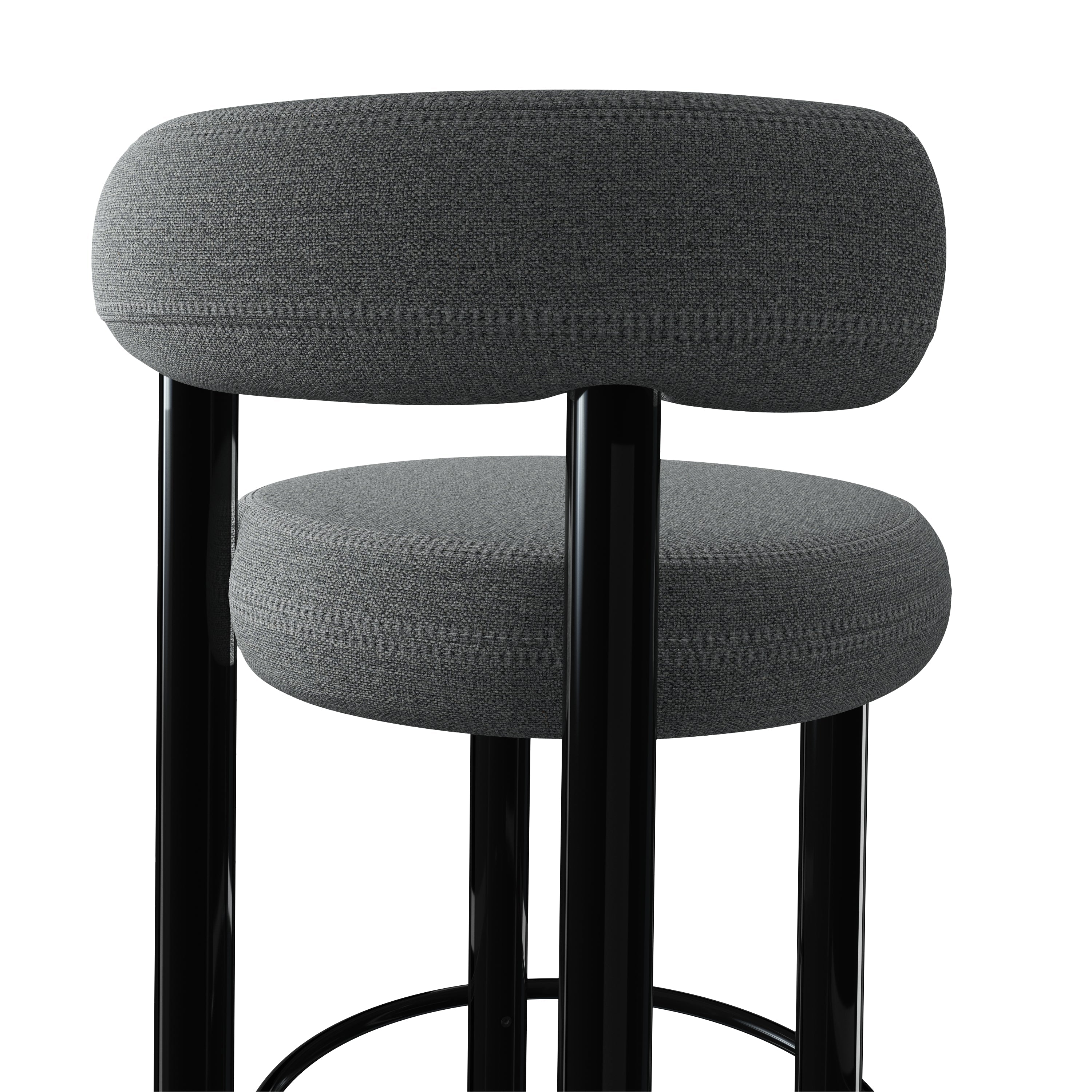 Fat Bar Stool 75 cm – Barhocker mit schwarzem Stahlgestell & Kvadrat Hallingdal Mid Grey von Tom Dixon