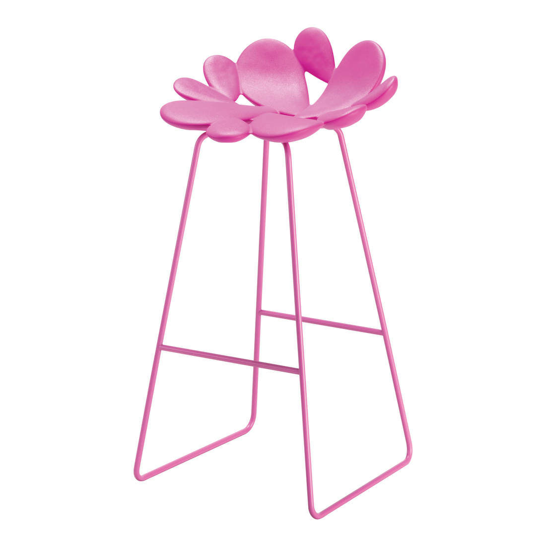 Pinkfarbener Designhocker von Qeeboo mit pulverbeschichtetem Gestell