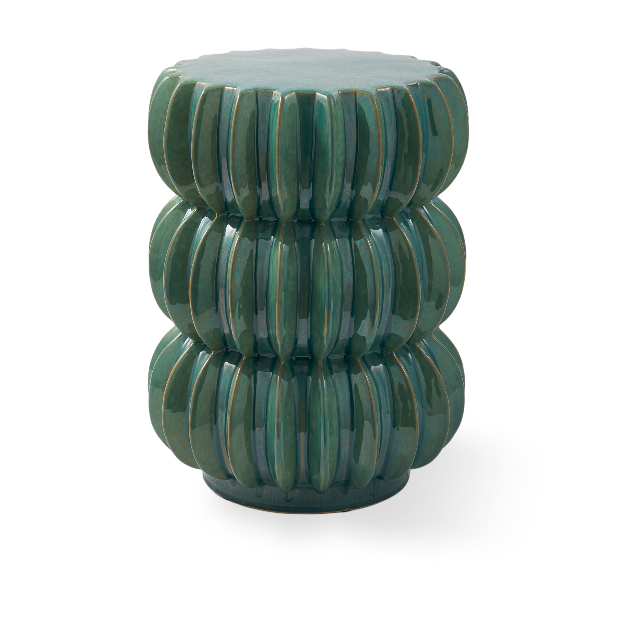 Grüner PUMPKIN Beistelltisch aus Keramik mit glänzender Oberfläche.