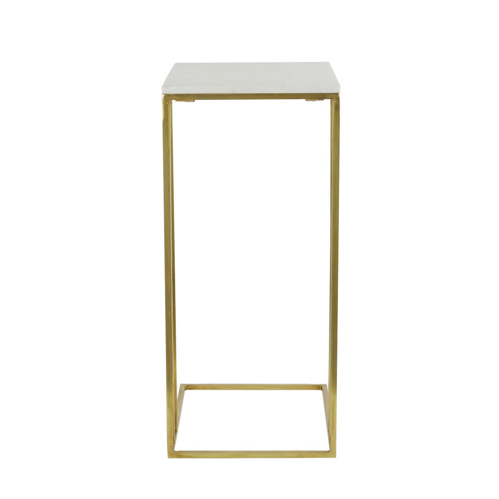 Beistelltisch ROSHAN, weiß Marmor+Bronze, 41x31x66cm