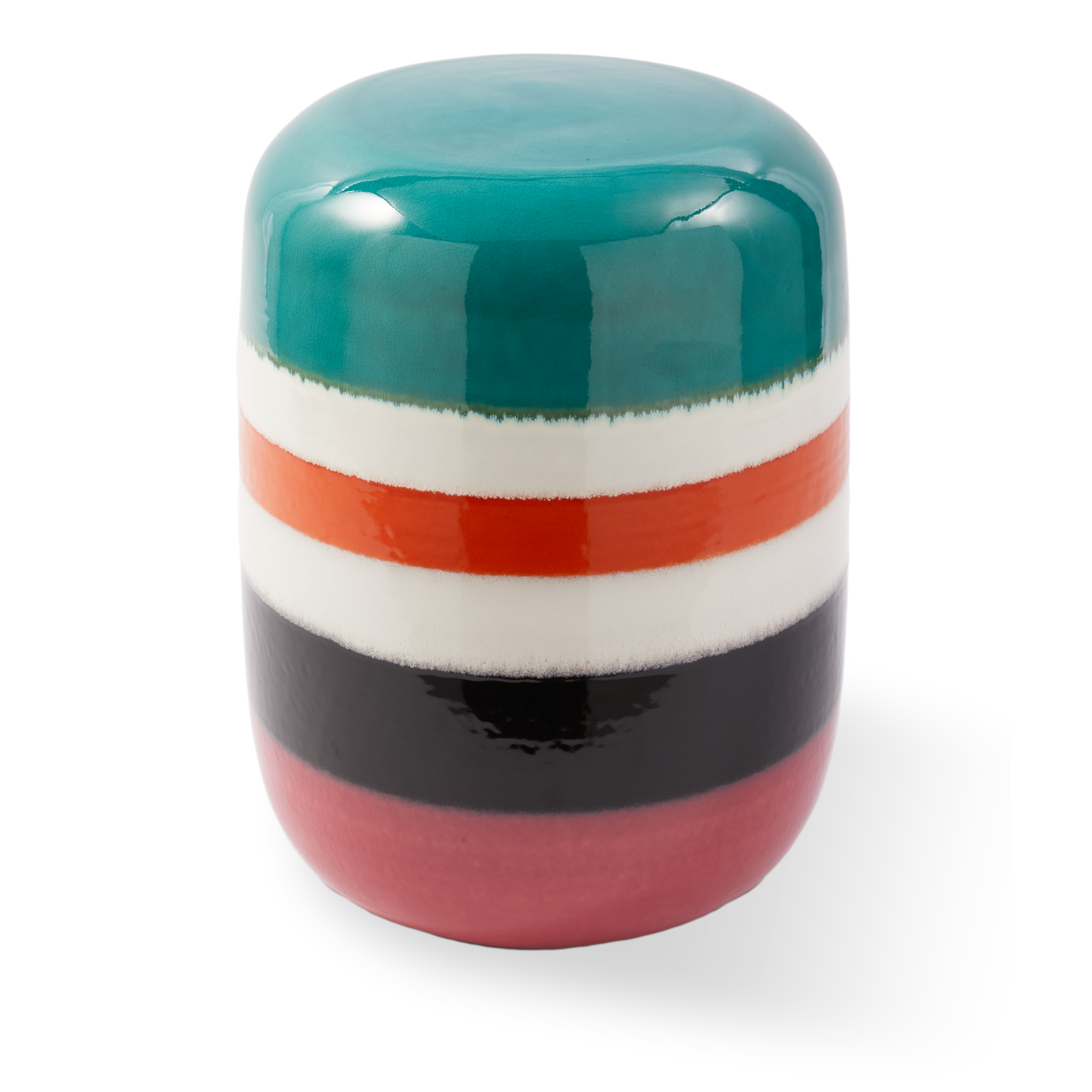 Bunter STRIPED PILL Beistelltisch mit handglasierter Keramikoberfläche