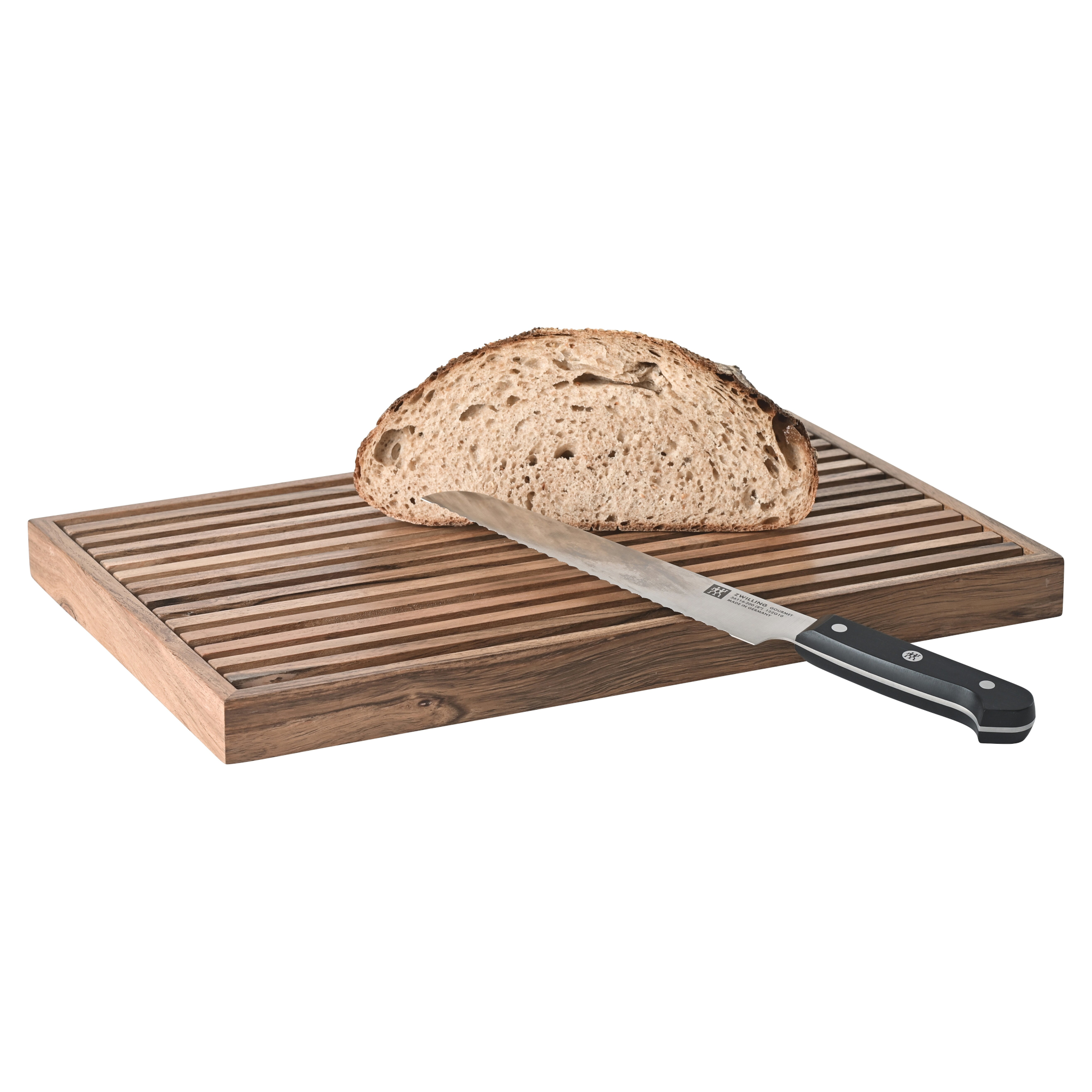 Naturholz-Schneidebrett mit Rillen und Krümelfang