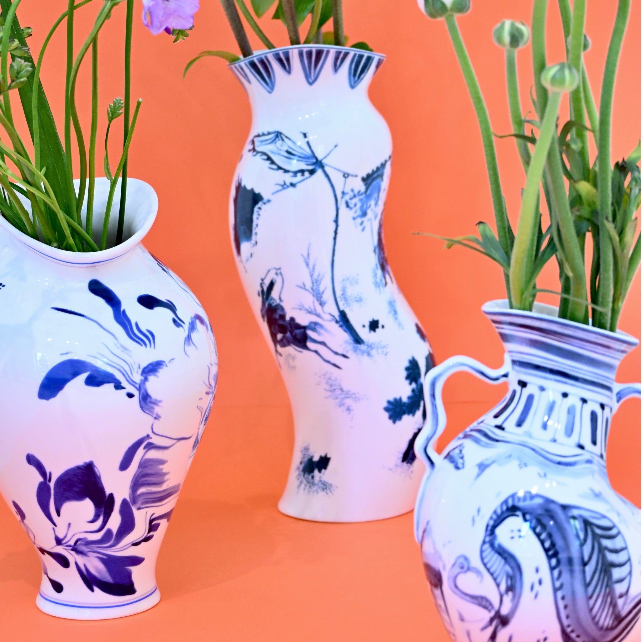 Seletti IBEX Vase mit tierischer Szene im Vintage-Stil