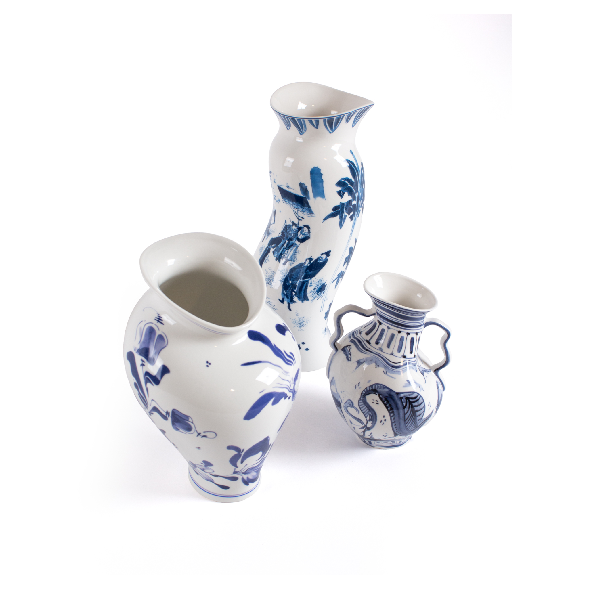 Handverzierte Porzellanvase mit abstrakter Blütenmalerei