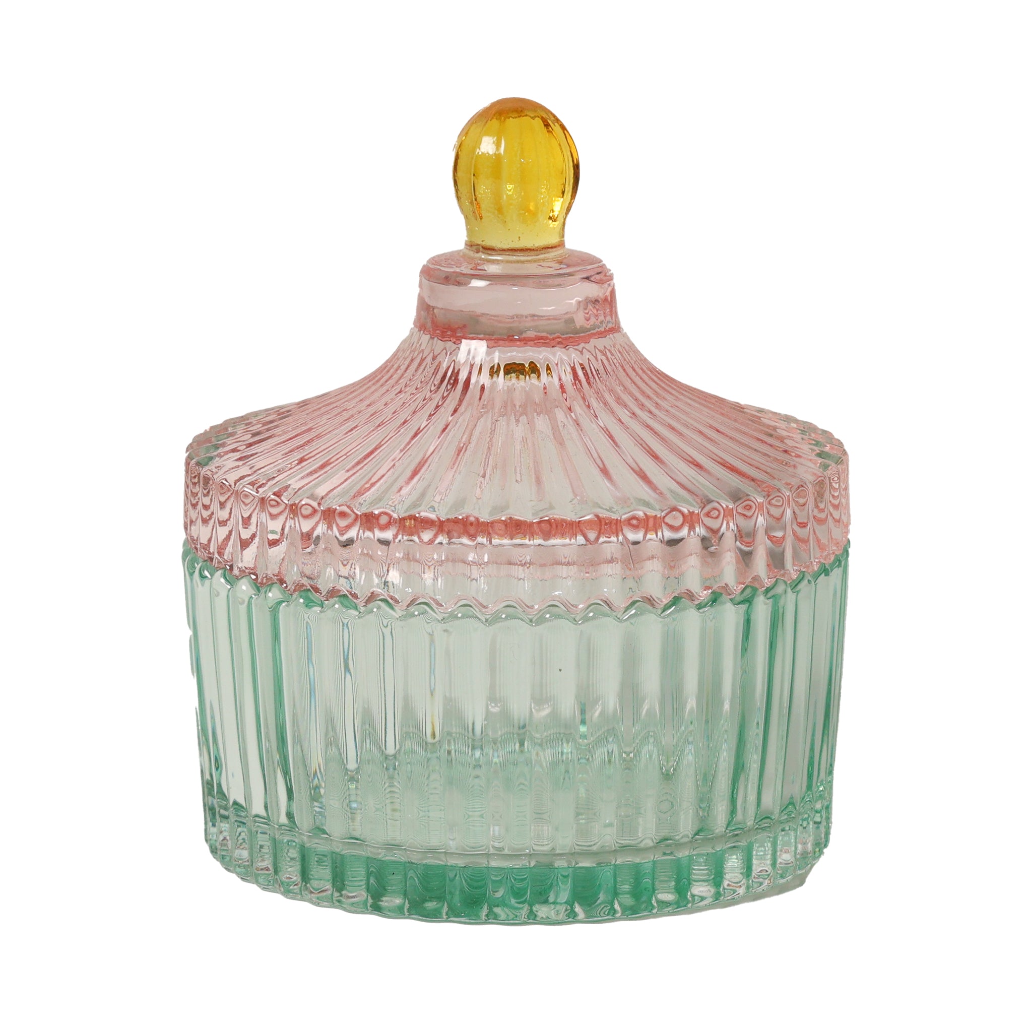 Caja de caramelos CANDY STRIPE en menta claro/rosa ø10 x 12cm