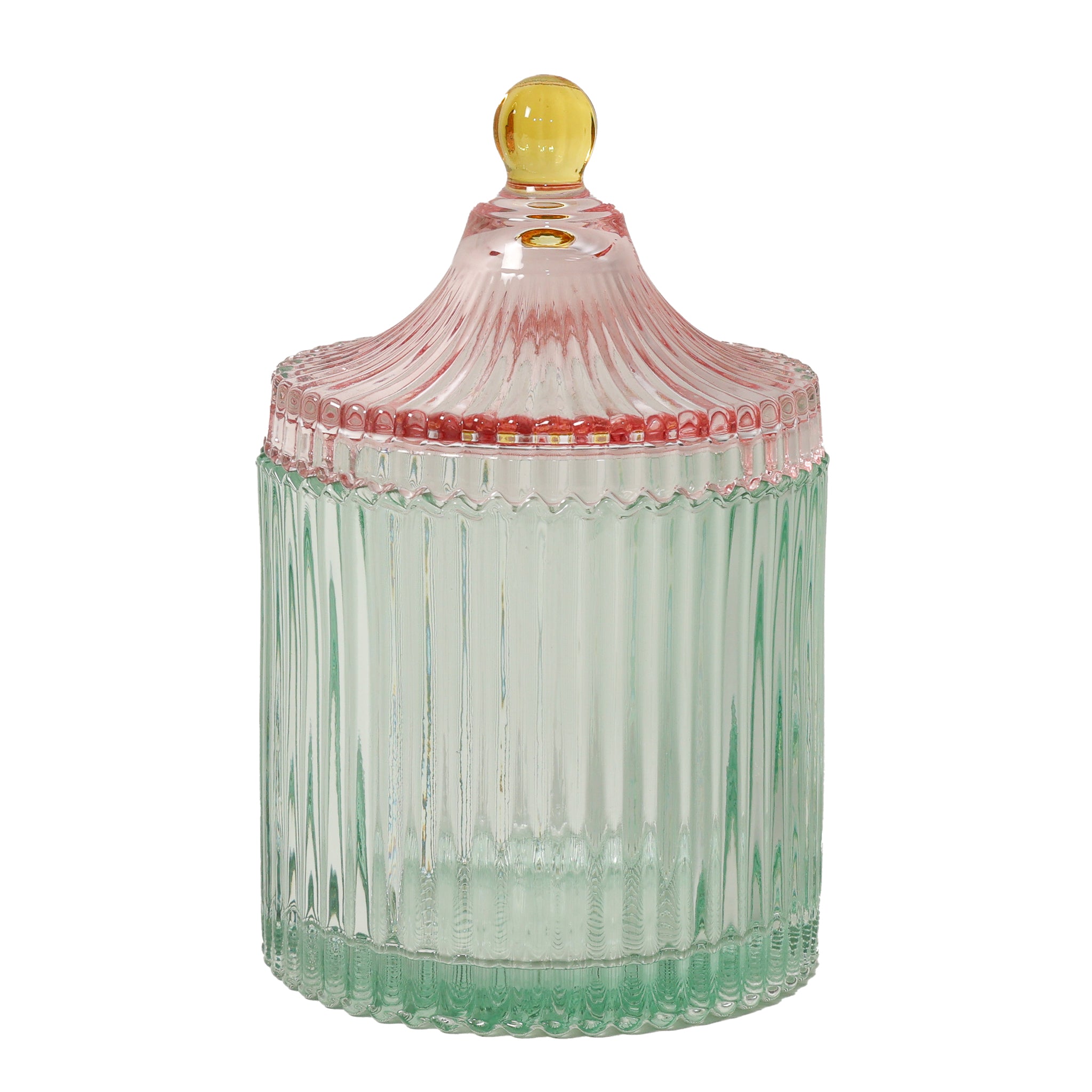 Caja de caramelos CANDY STRIPE en menta claro/rosa ø10 x 17cm