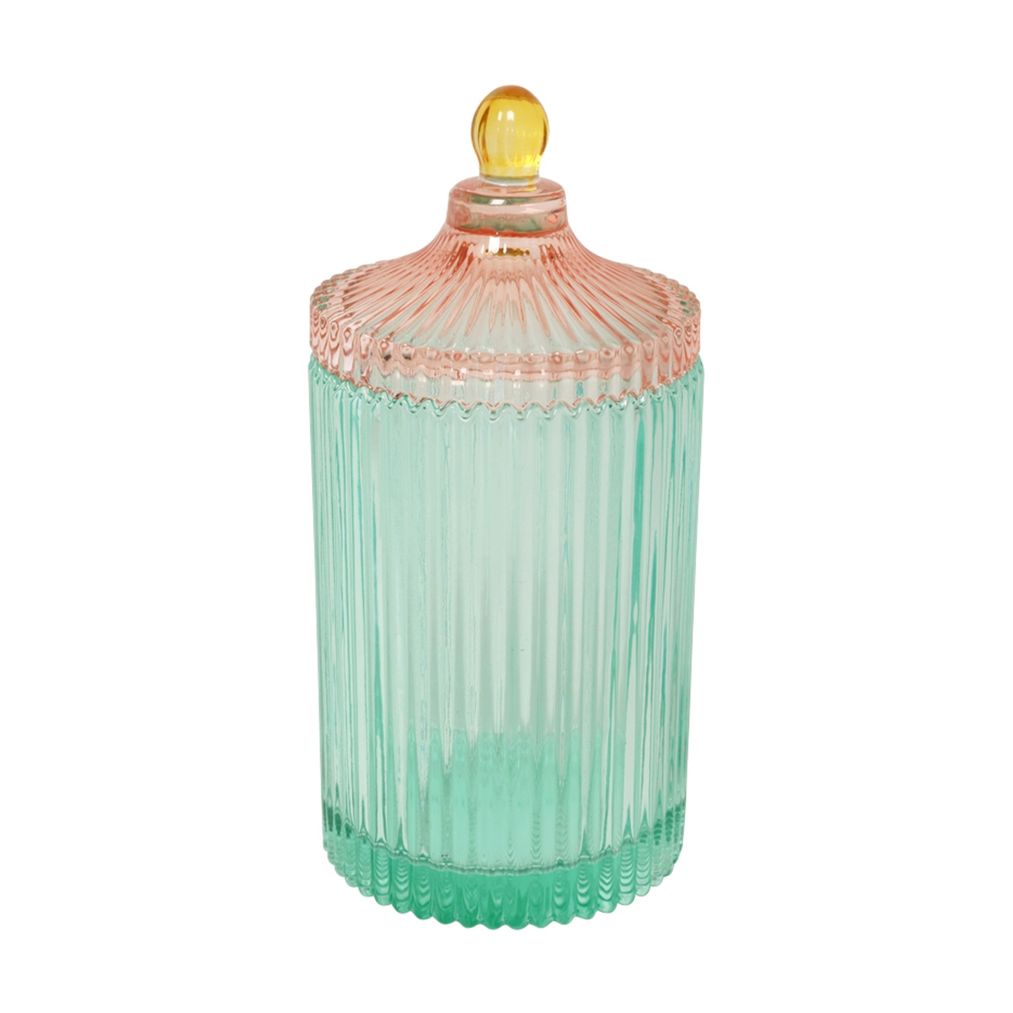 CANDY STRIPE candy box in light mint/pink ø10 x 22cm
