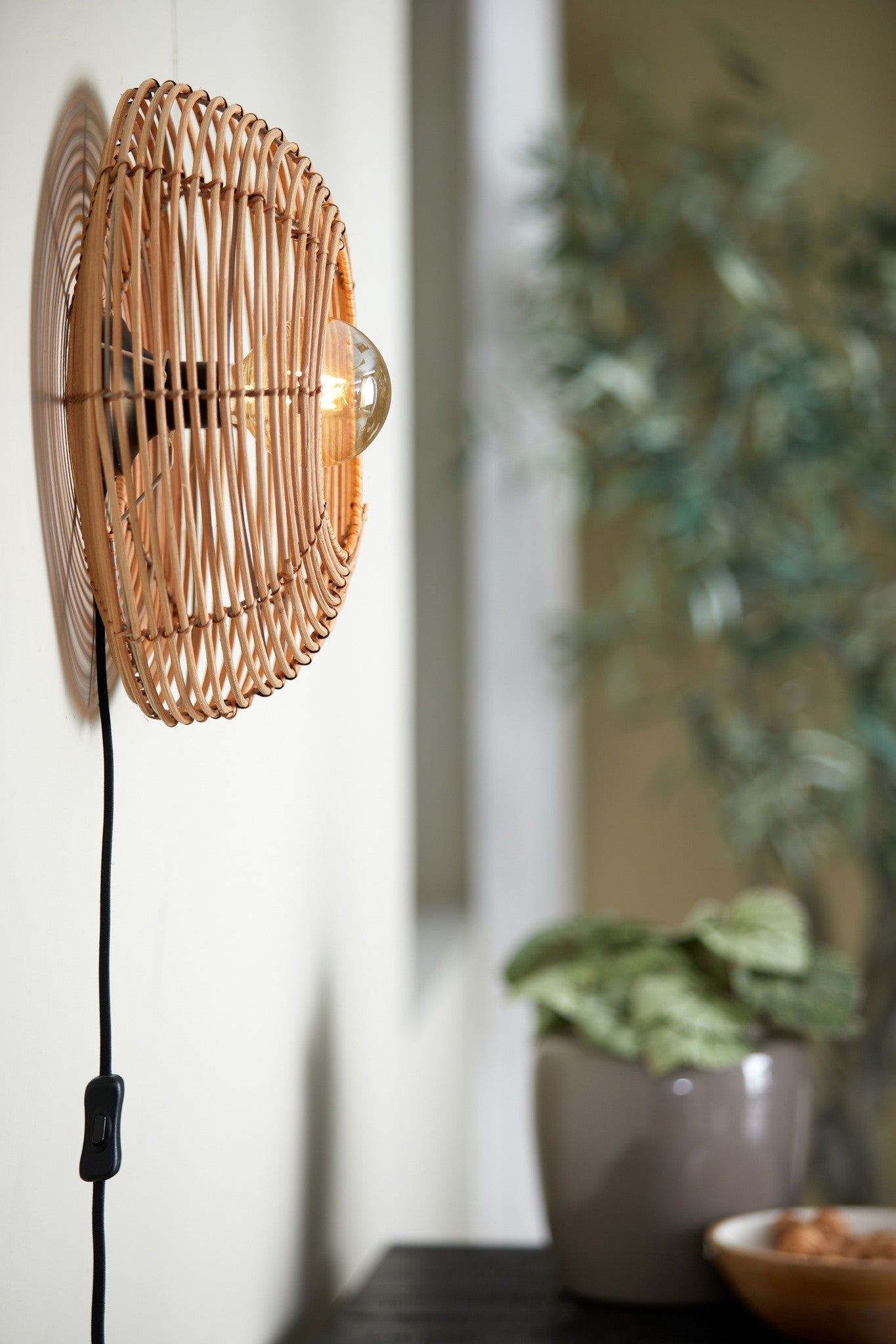 Stilvolle Wandleuchte Ø40x15 cm MILAN Rattan-Look