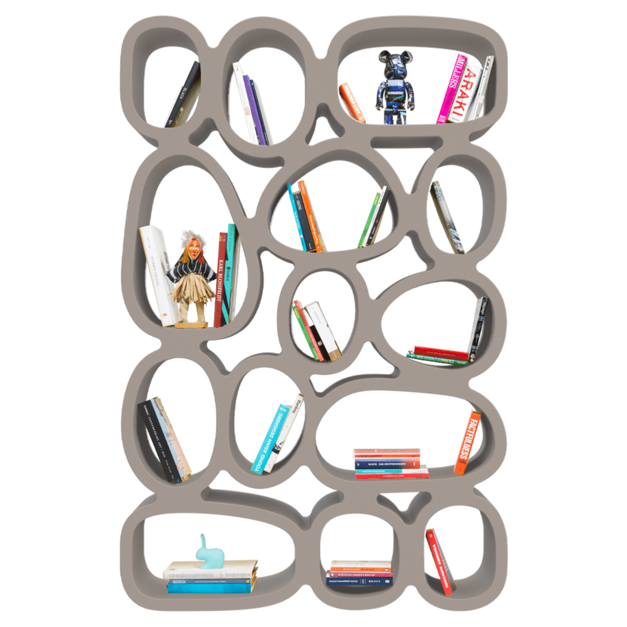 KOIBUCHI Regal in Dove Grey als freistehendes Designelement.