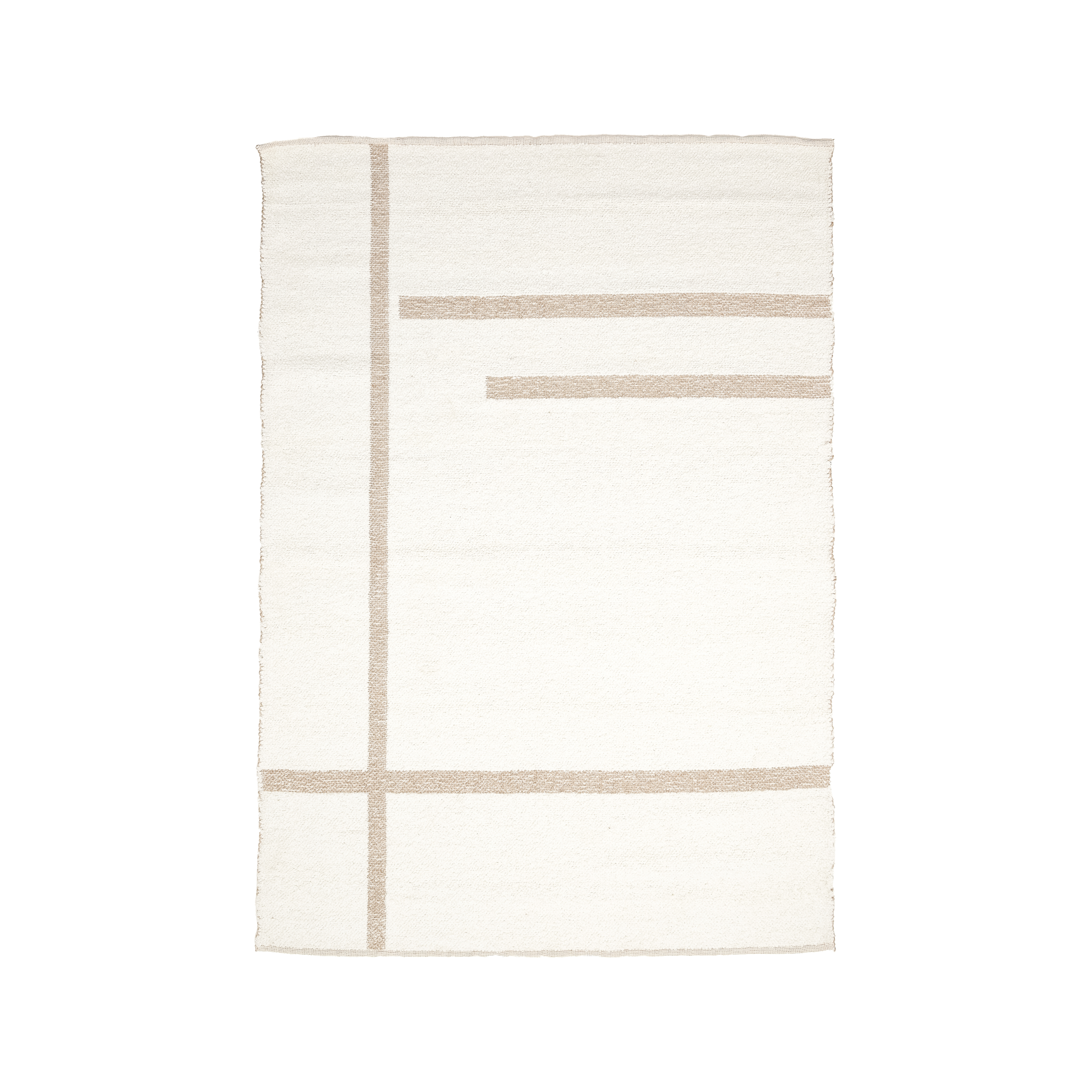 Wollteppich 160×230 cm in Creme mit Jutestreifen