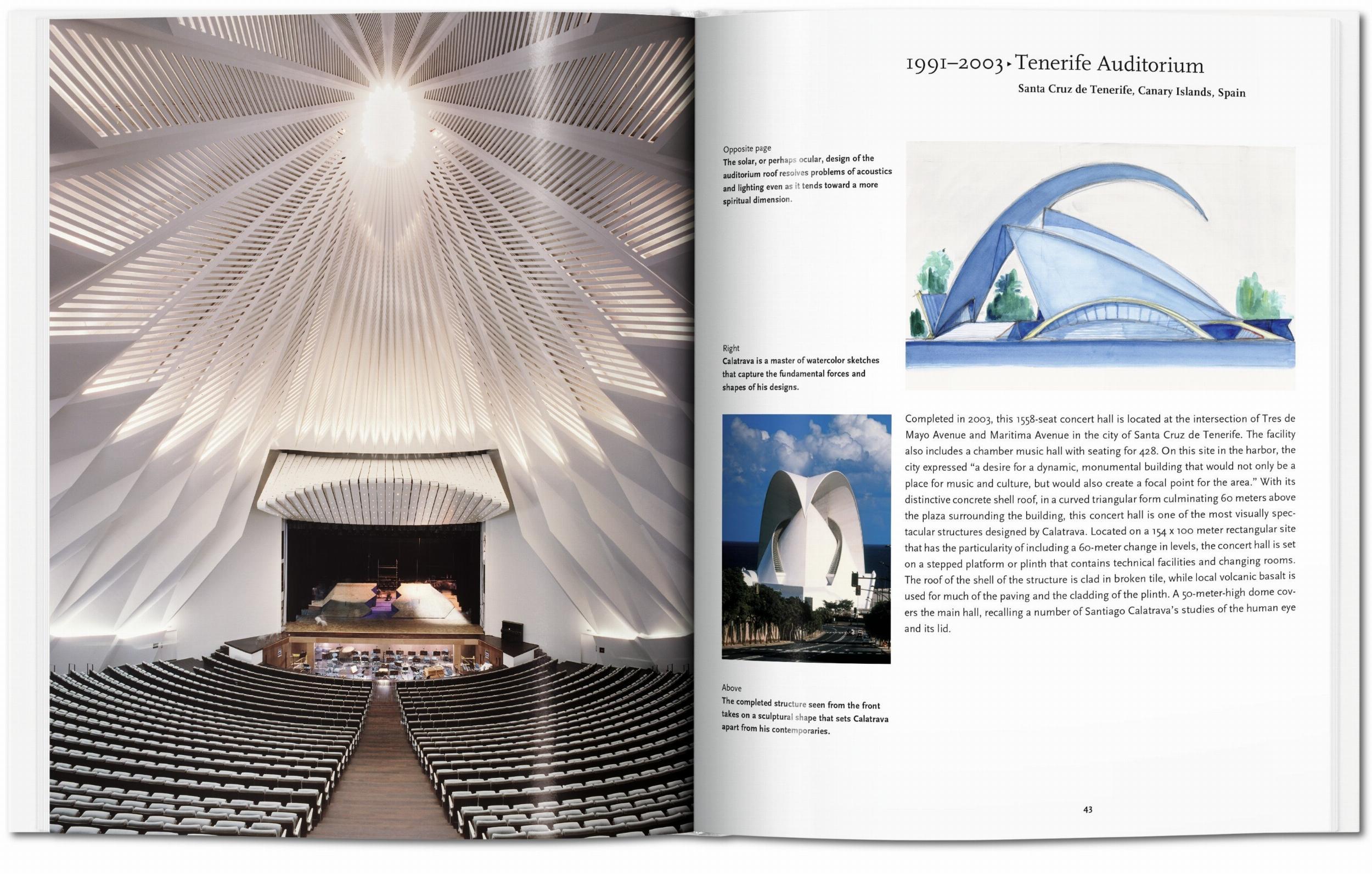 Architekturbuch über die wichtigsten Projekte von Santiago Calatrava aus verschiedenen Ländern.