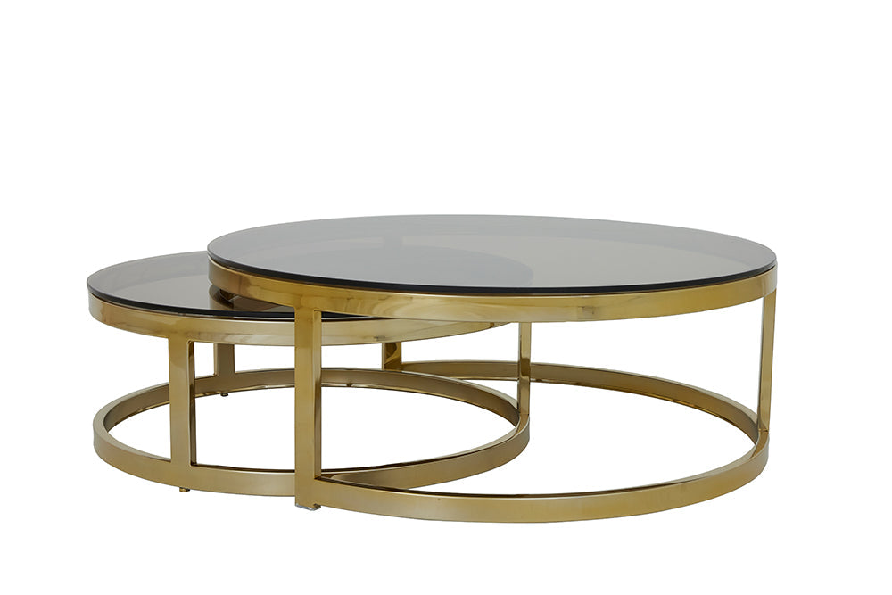 Couchtisch MILAGRO 2er-Set mit Glas und bronzefinish von Light & Living