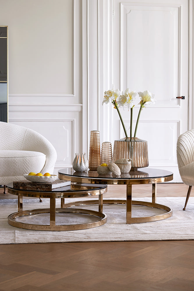 Couchtisch MILAGRO 2er-Set mit Glas und bronzefinish von Light & Living