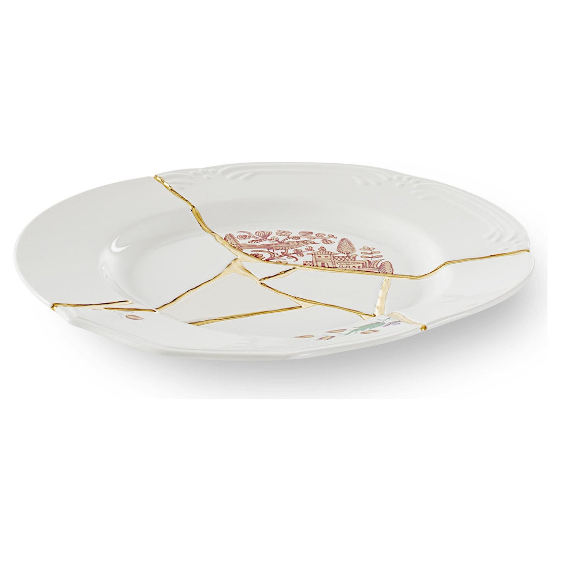 Kintsugi Speiseteller mit Goldverzierung, einzigartiges Design