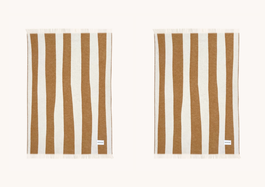 Maison Deux Rough Stripe-Decke Terra – 100% neuseeländischer Wolle