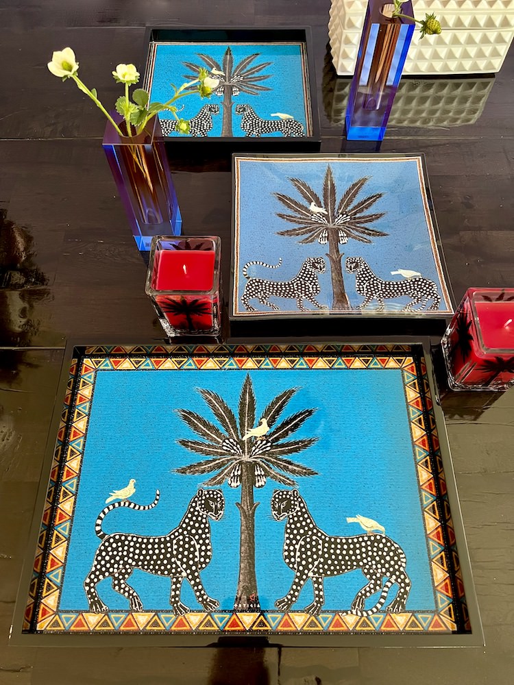 Glasteller & Lacktablett MOSAICO blau