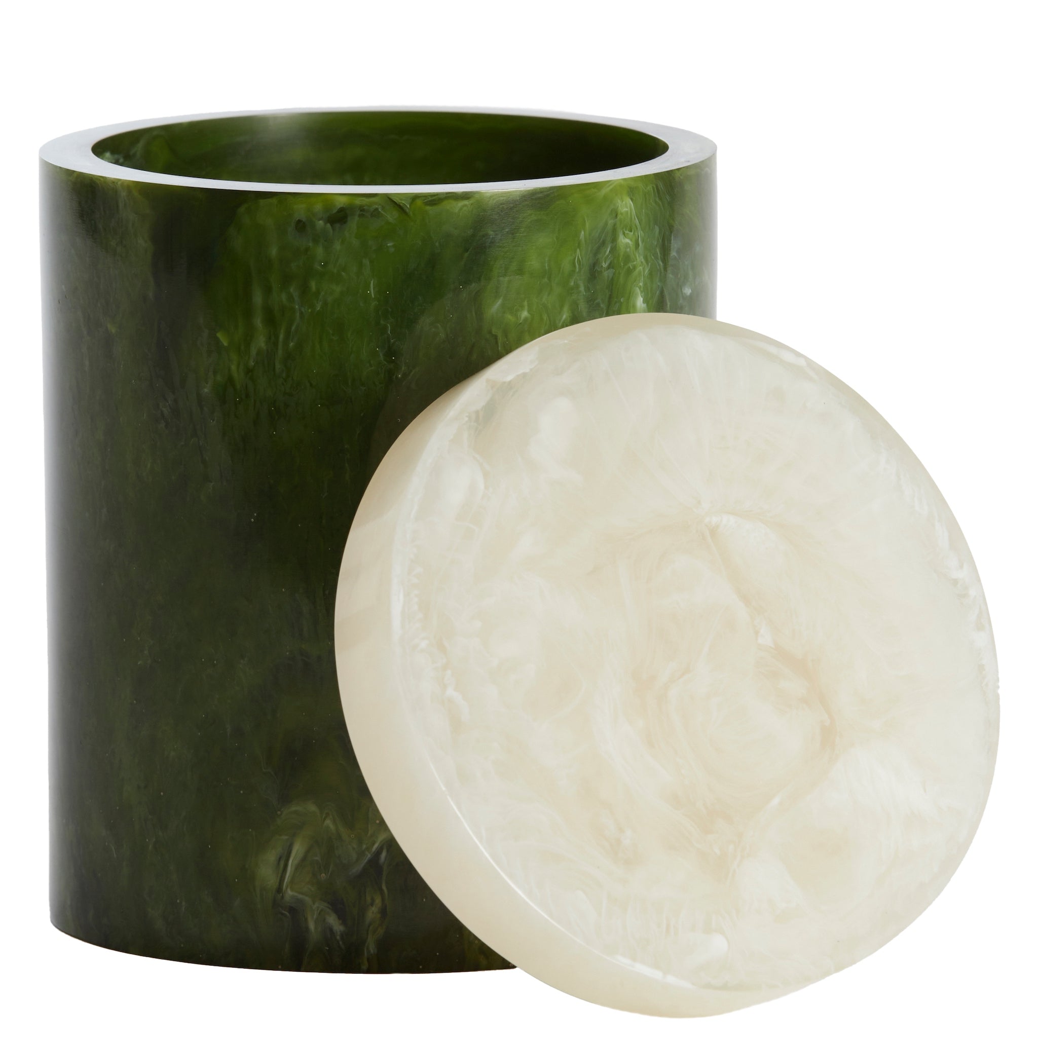 Aufbewahrungsbox mit Deckel KELIMUTU Ø13x17 cm – Grün & Weiß