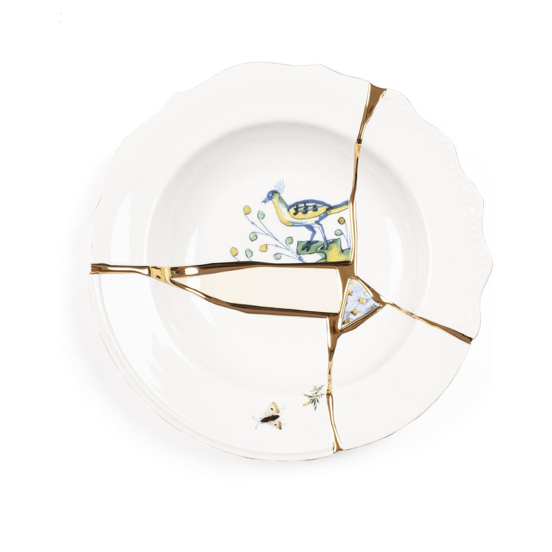 Kintsugi Suppenteller mit Goldakzenten und einzigartigem Design