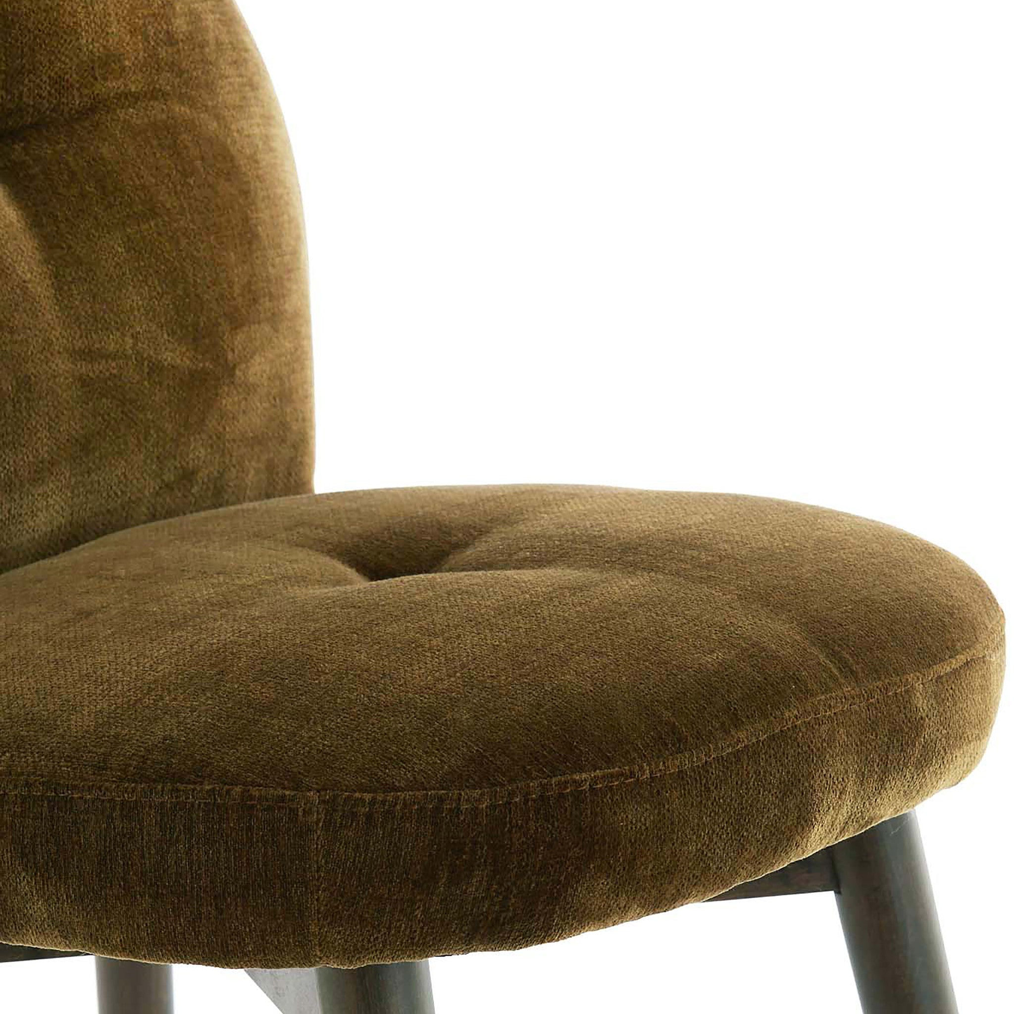 SINOSA Samtstuhl in Olivgrün mit bequemer Rückenlehne