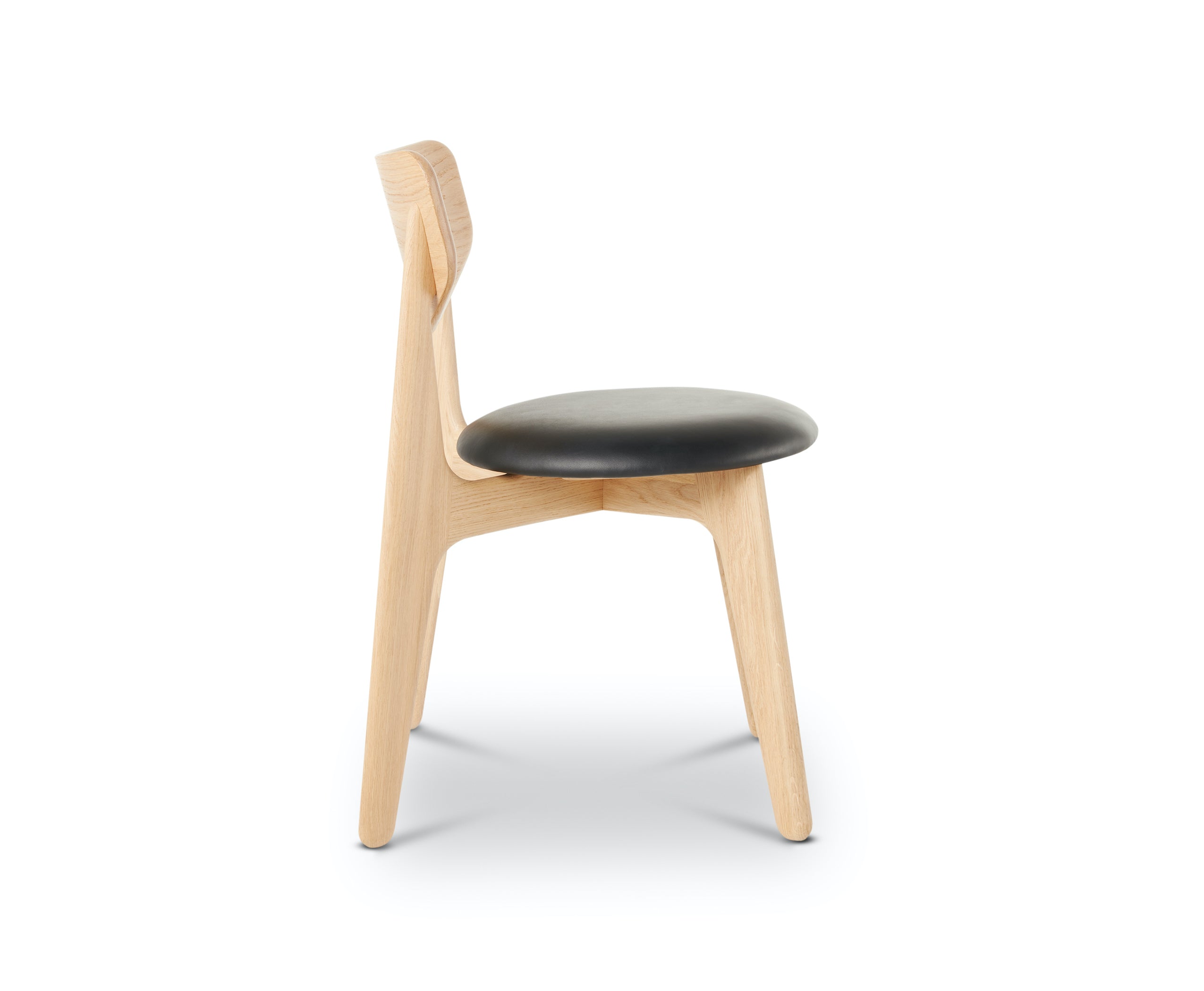 Slab Dining Chair – Natural Brushed Oak & Black Leather