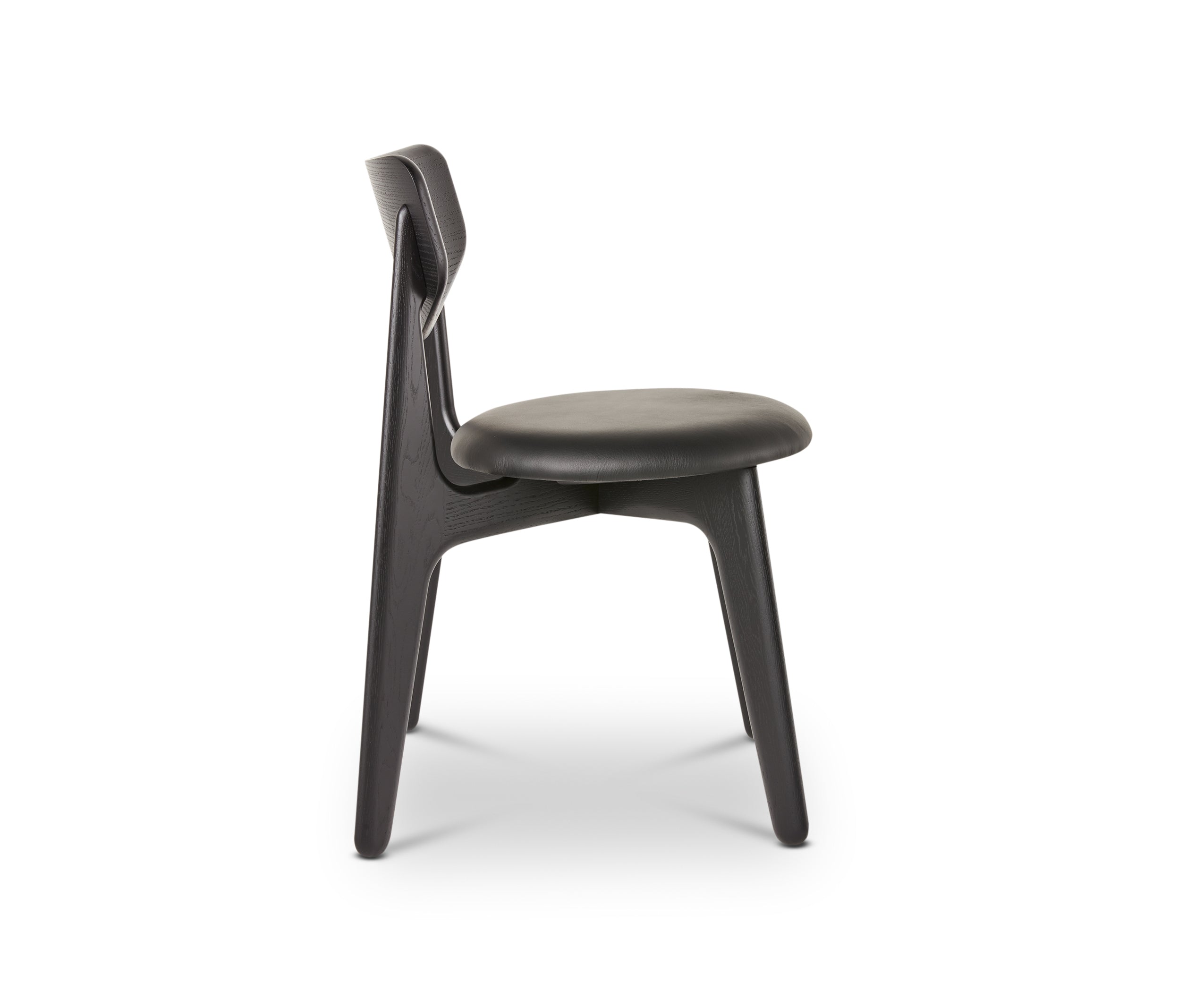 Slab Dining Chair – Black Brushed Oak & Black Leather