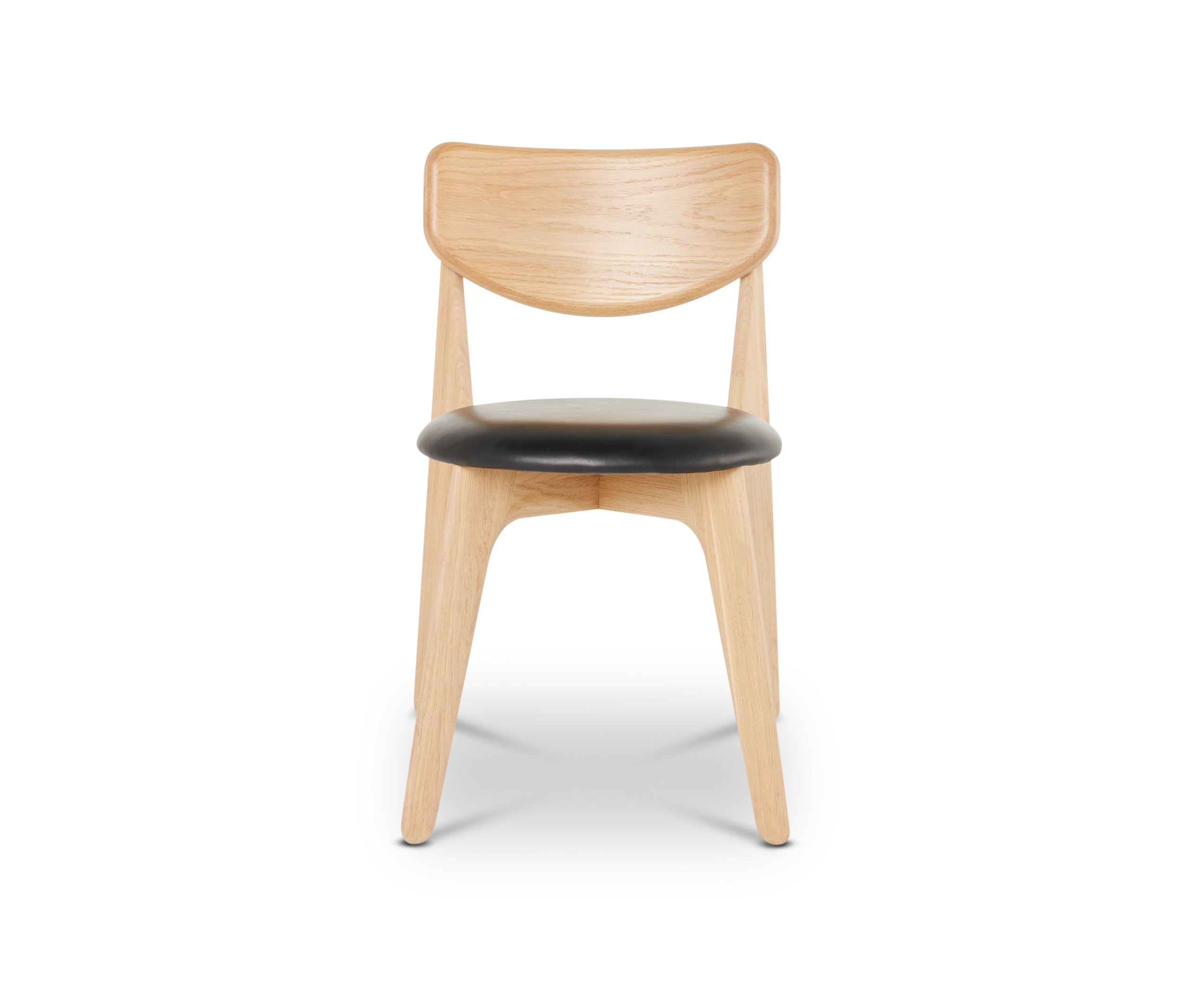 Esszimmerstuhl Slab Dining Chair – Natural Brushed Oak & Black Leather