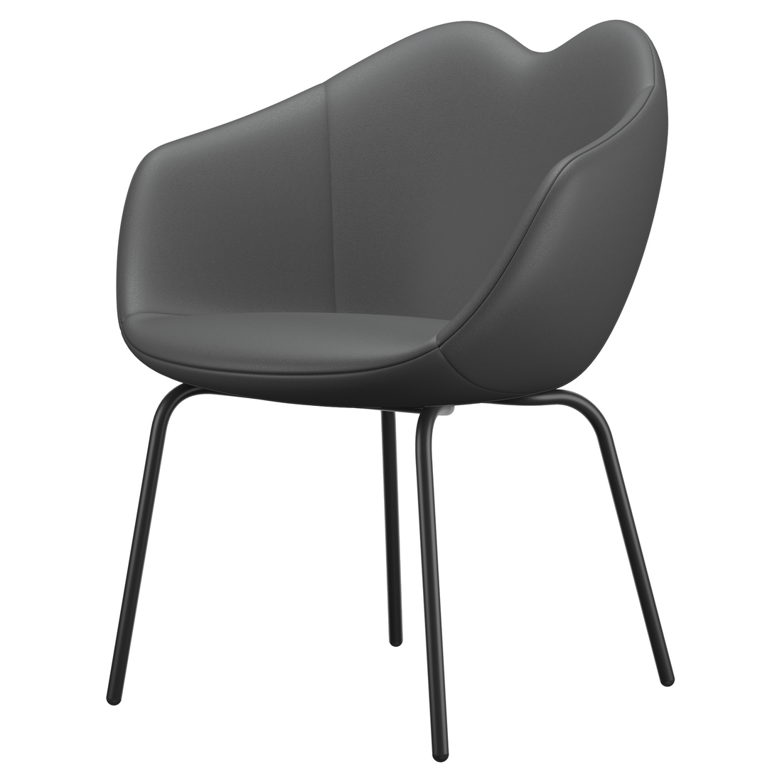 Silla de comedor XOXO cuero cuatro patas gris oscuro