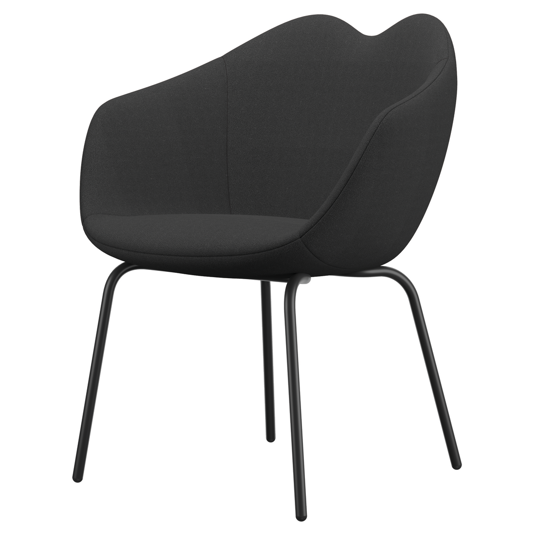 Designstuhl in Schwarz mit eleganter Silhouette und Vierbeingestell