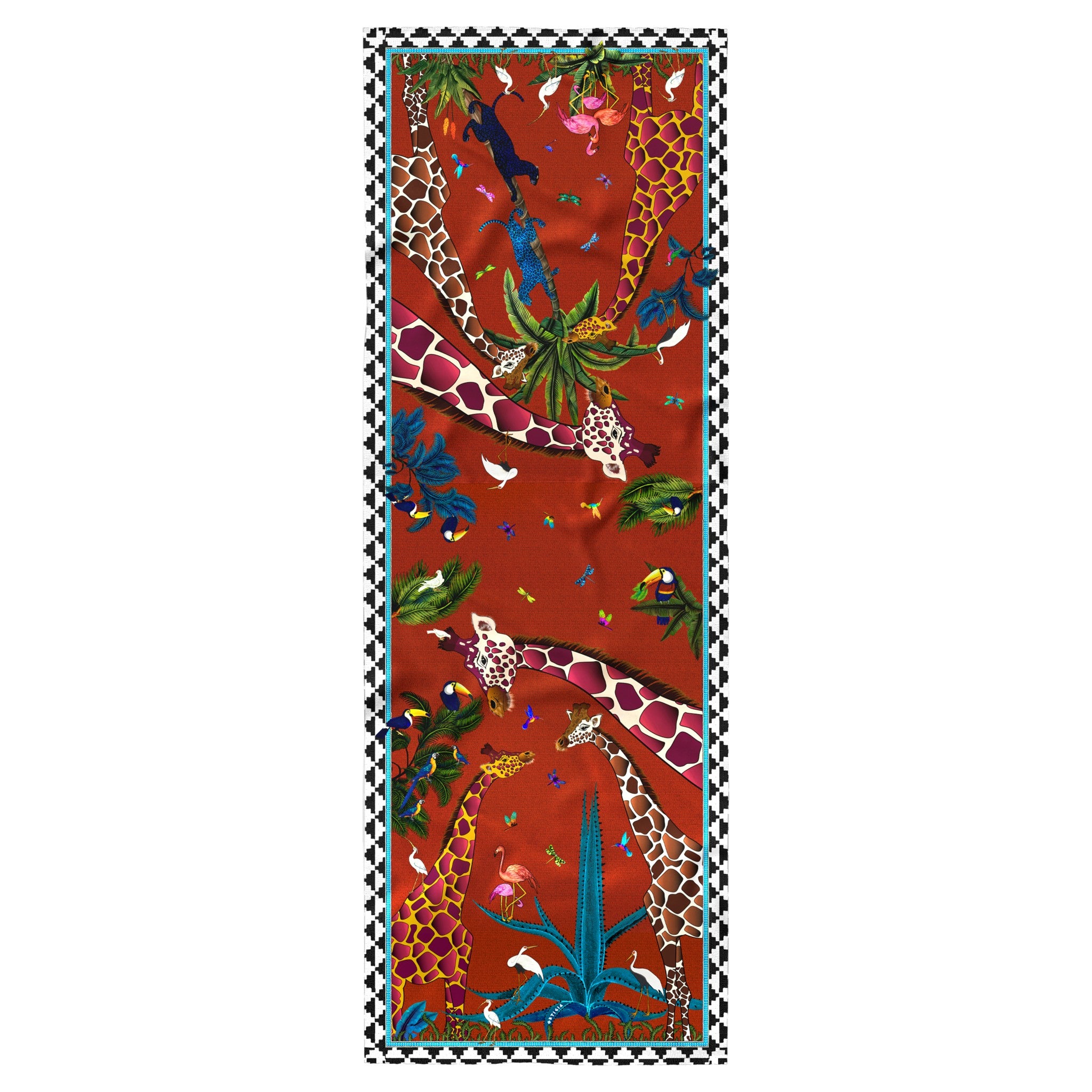 Ocelot Seidenschal Giraffe Ruggine 200x70cm edles Accessoire