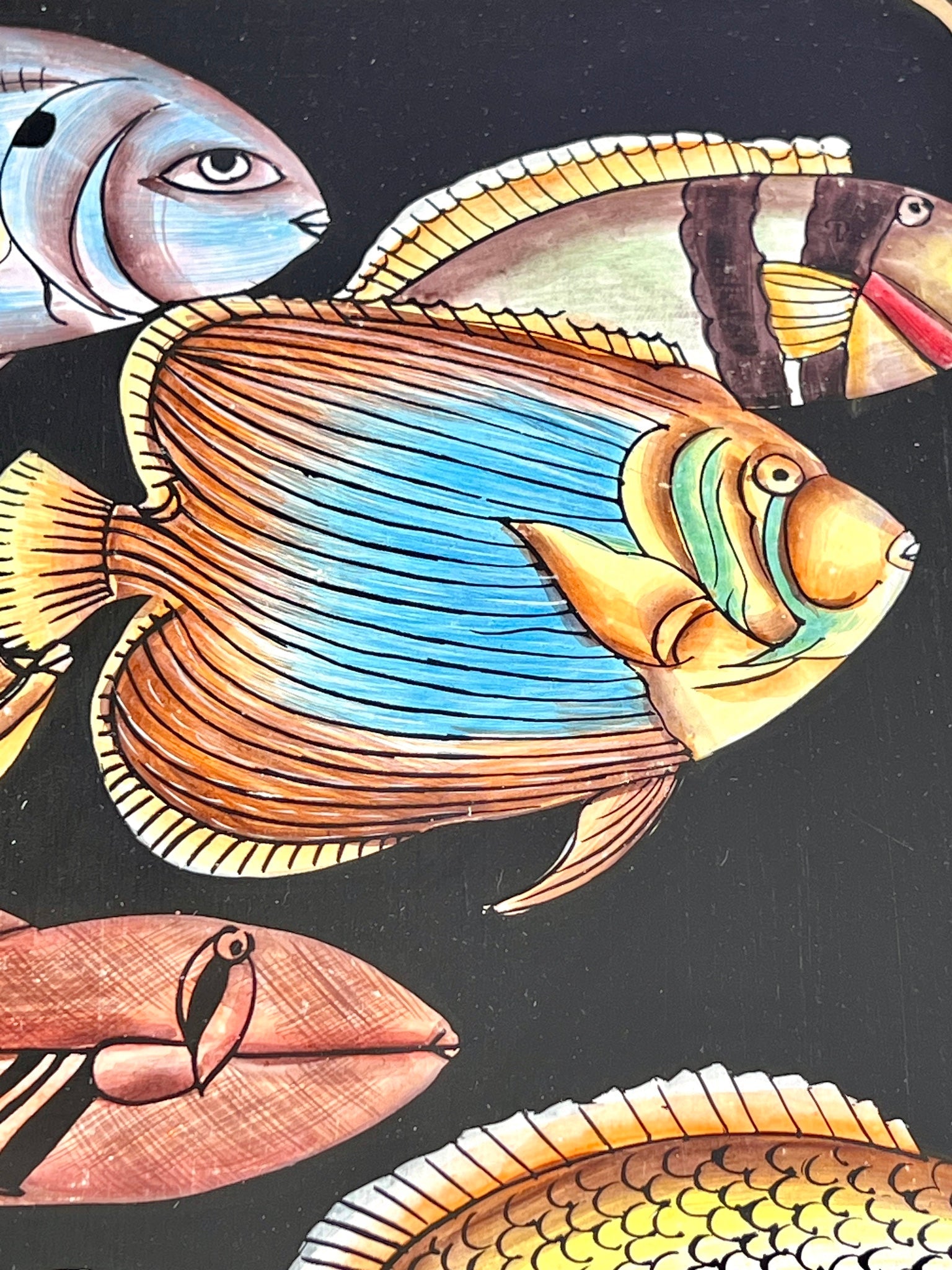 Handbemaltes Tablett „Golden Fish“
